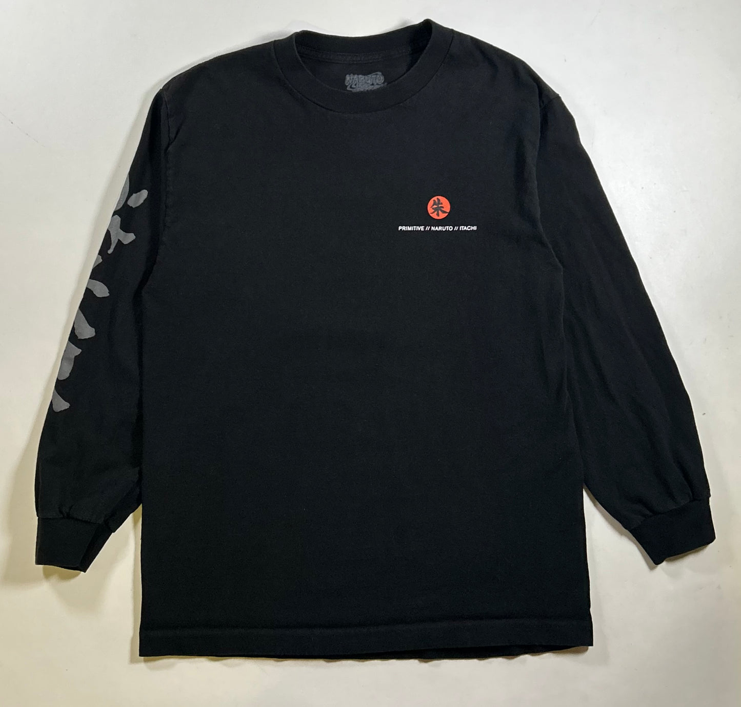 Primitive Naruto Itachi Long Sleeve Shirt Size Medium 19.5x27.5 Inches Black Skateboard Anime