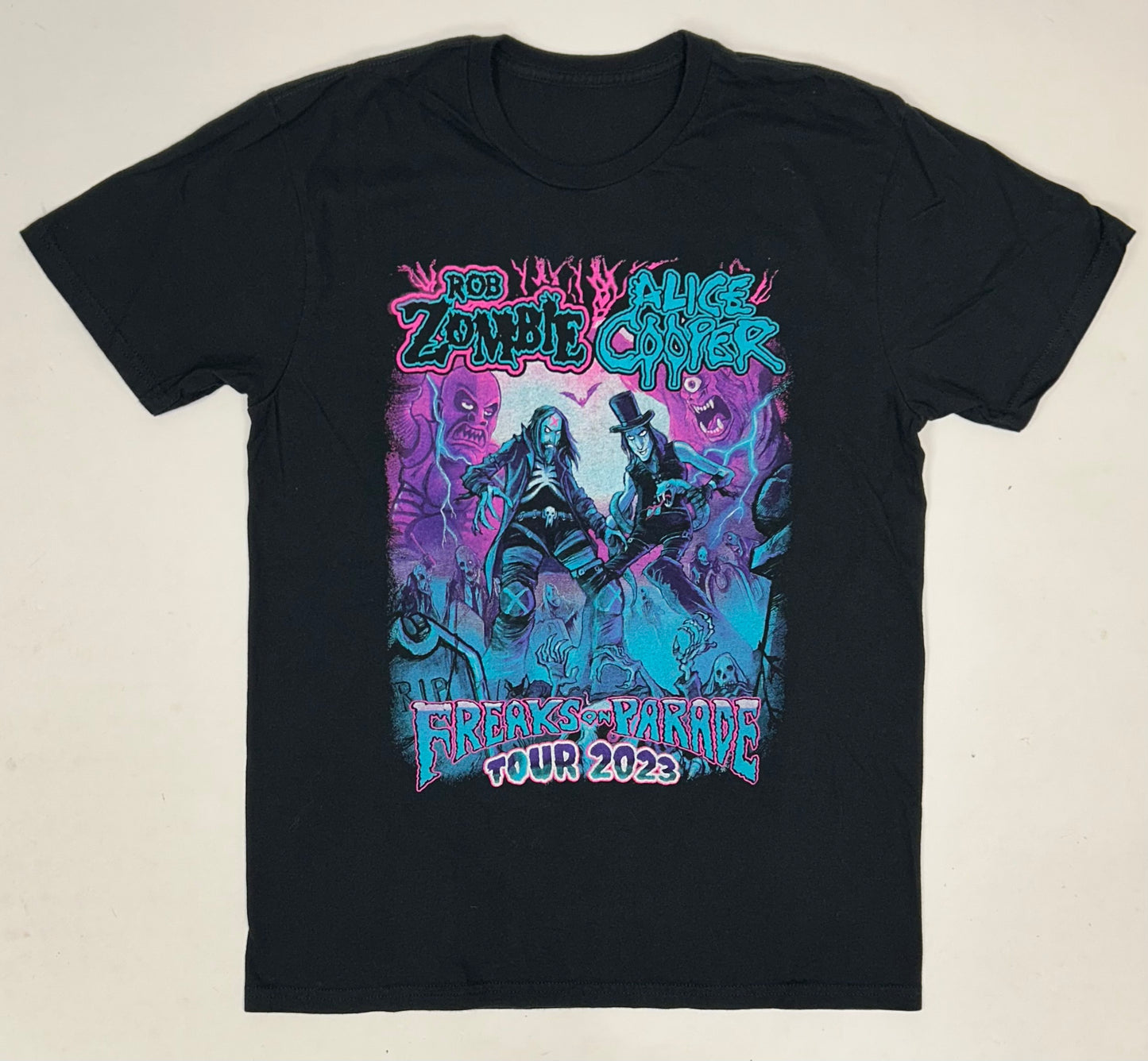 Rob Zombie & Alice Cooper Freaks on Parade 2023 tour shirt Medium T-SHIRT Black