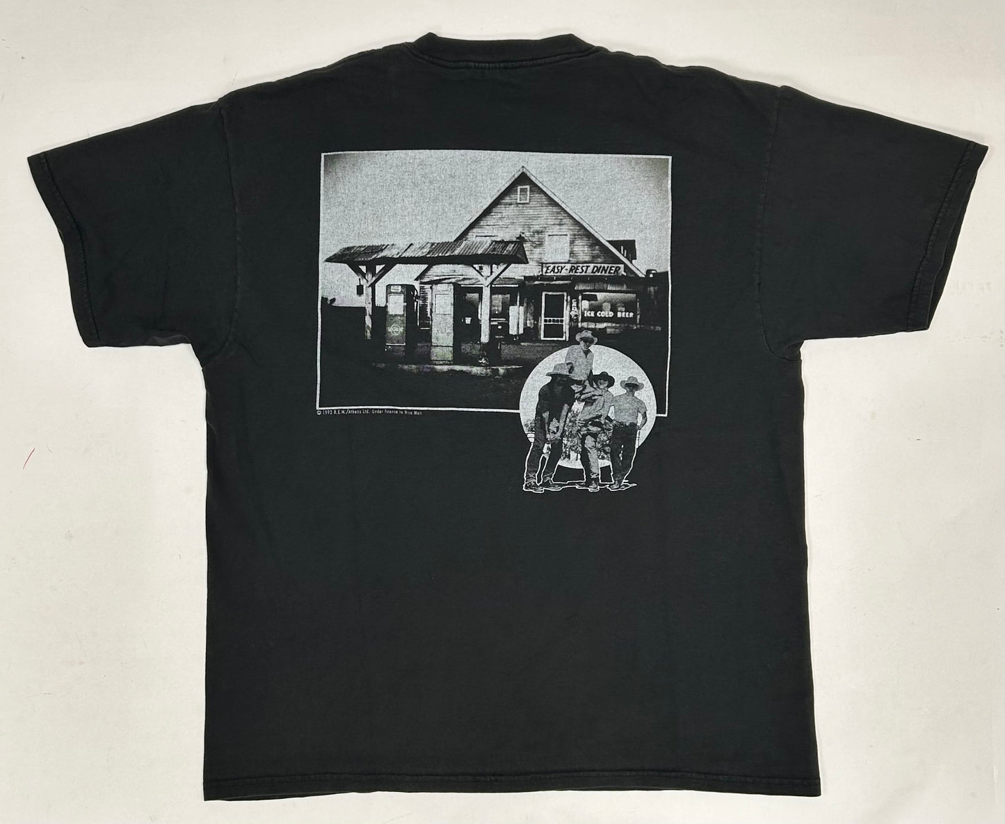 Vintage 1993 R.E.M. Easy Rest Diner Music Band Tee Nice Man Tag XL 23.25x29 Inches Faded REM