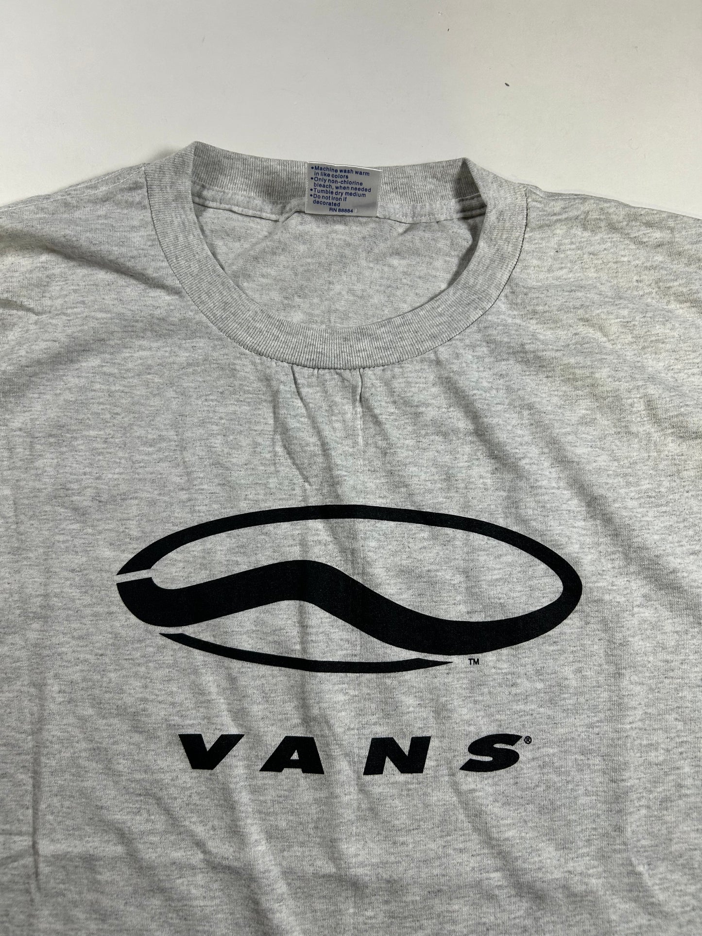 Vintage 90s Vans Logo Skate Brand Shirt Heather Gray Skateboarding Large 22.25x29.5 Inches