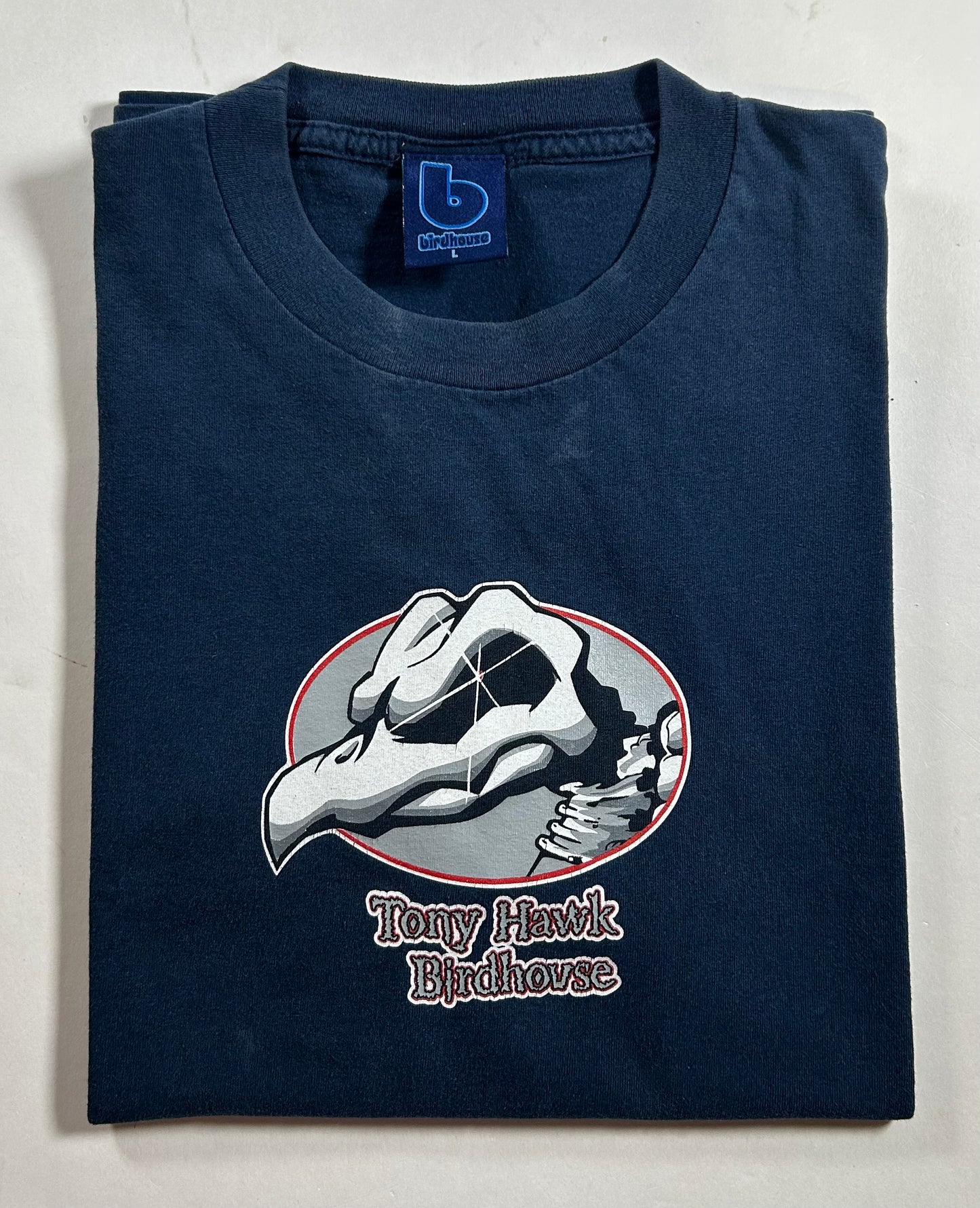 Vintage 90s Birdhouse Skateboards Tony Hawk Falcon 2 Graphic Skateboard Tee 1999 Large 21.5x30.25 Inches As Is
