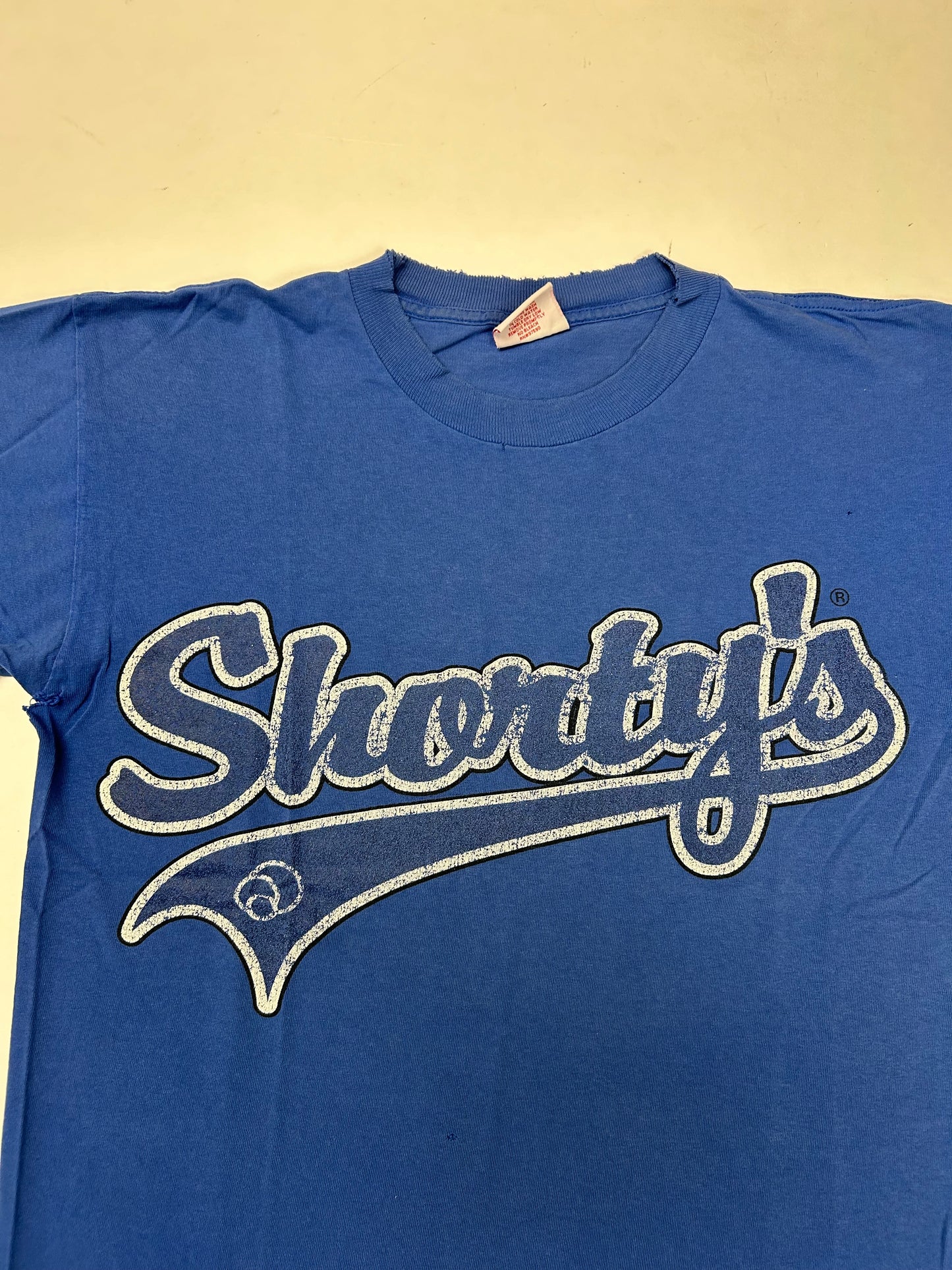 Vintage Shorty’s Skateboard T Shirt Shorty’s Hardware Skate Tee Thrashed Medium 20x27 Inches As Is Has Wear Throughout