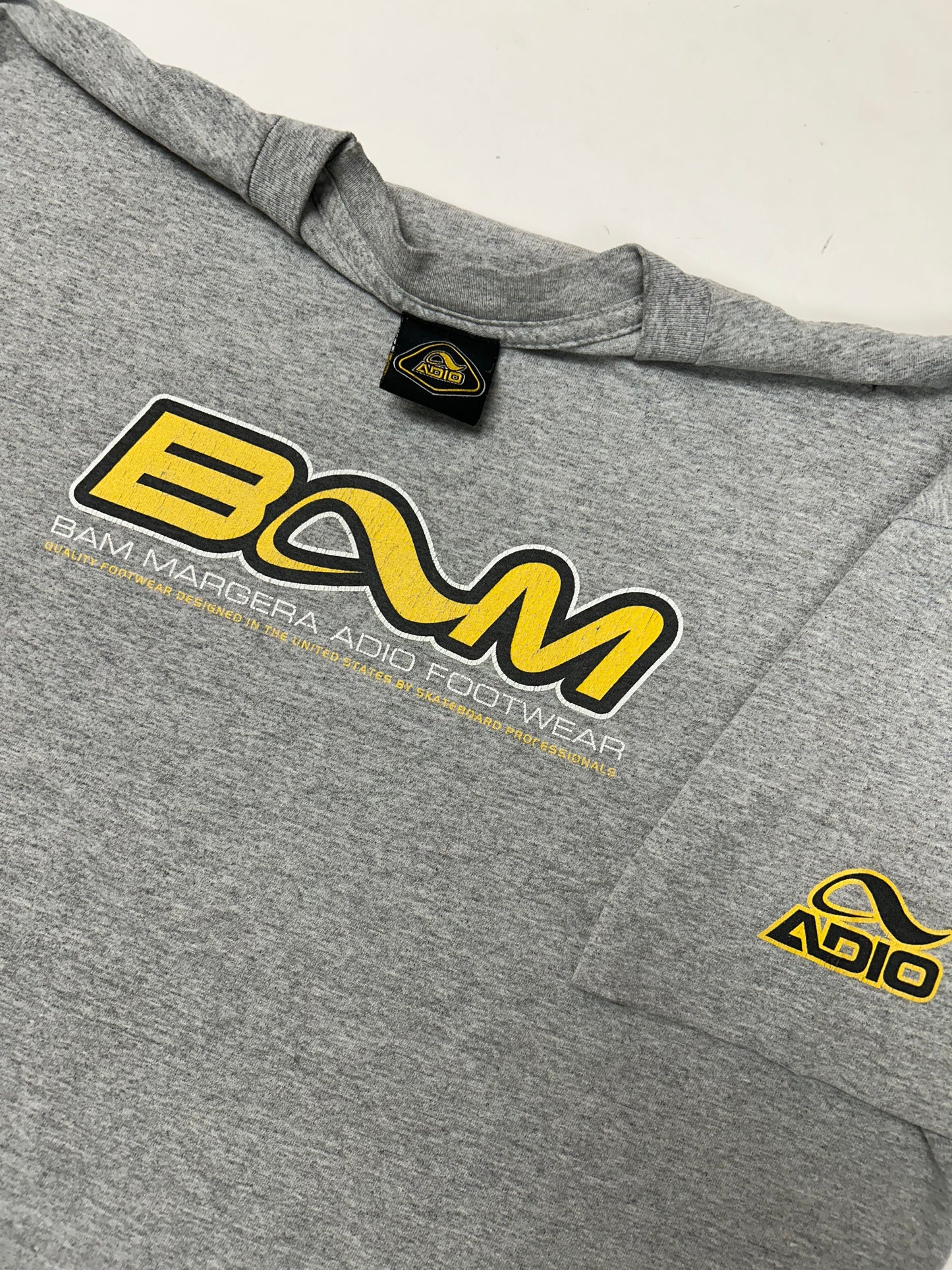 Vintage Adio Footwear BAM Margera Skate Tee XL 23.75x29 Inches Worn In As Is Has Flaws