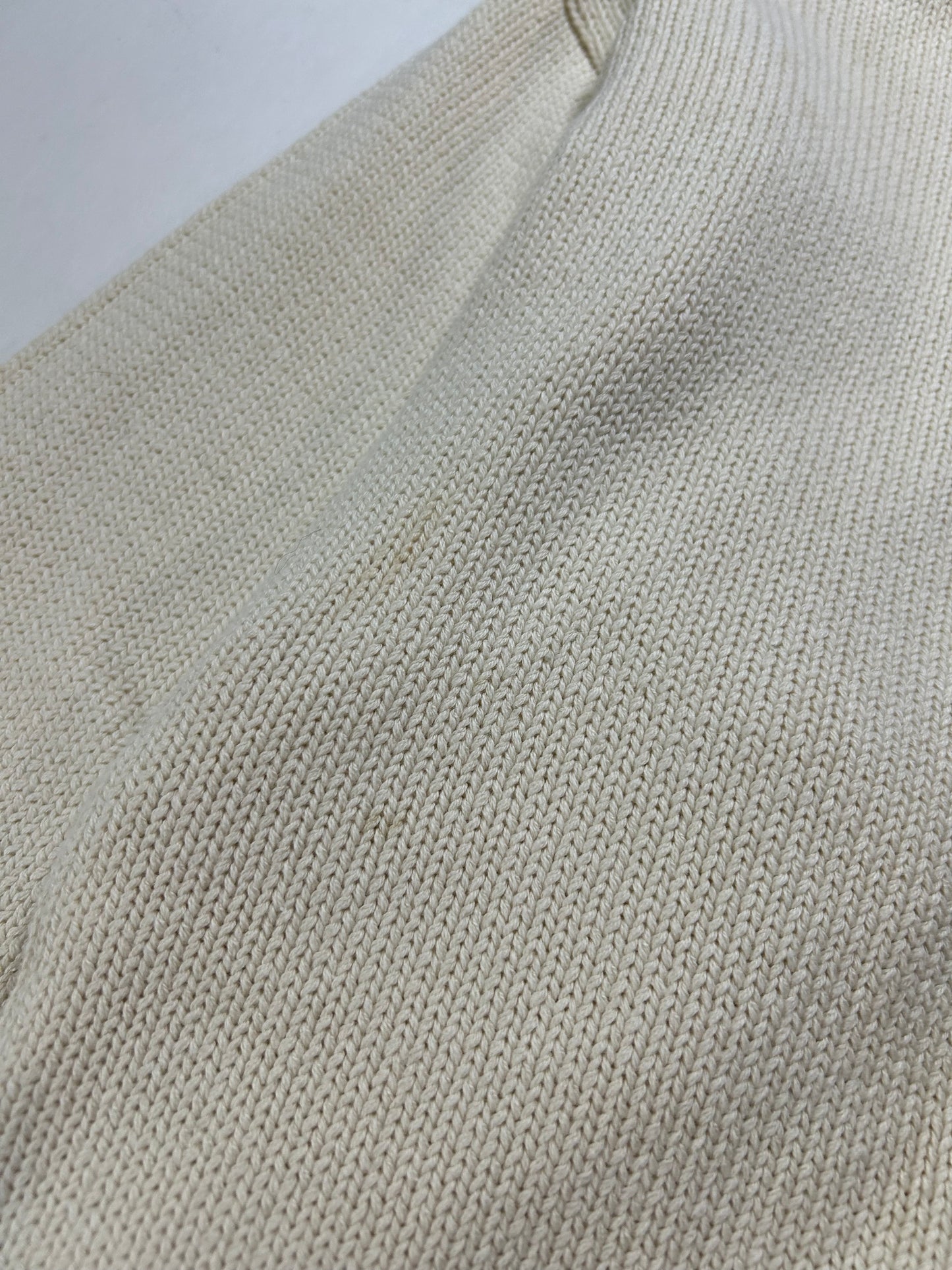 Vintage Izod Championship Golf Sweater Off White Knit Embroidered Mens Large 24.25x27.25 Inches