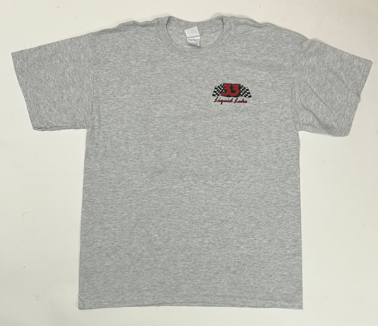 Vintage 2000s Liquid Like Team 33 Munroe Racing Car Tee Large 21.5x29 Inches Gray