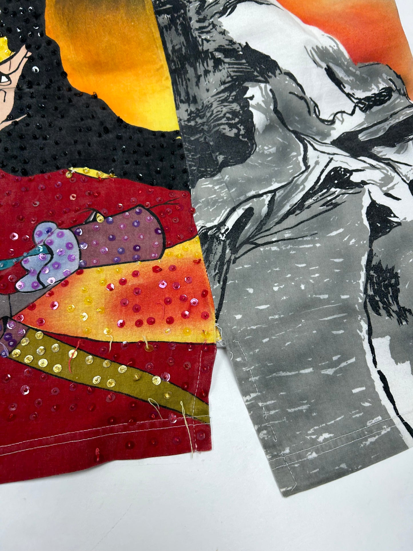 Vintage Disney JouJou Villains Cruella Maleficent Captian Hook Beaded Shirt Big 2XL For 25.5x32.75/34.75 Inches As Is Has Flaws