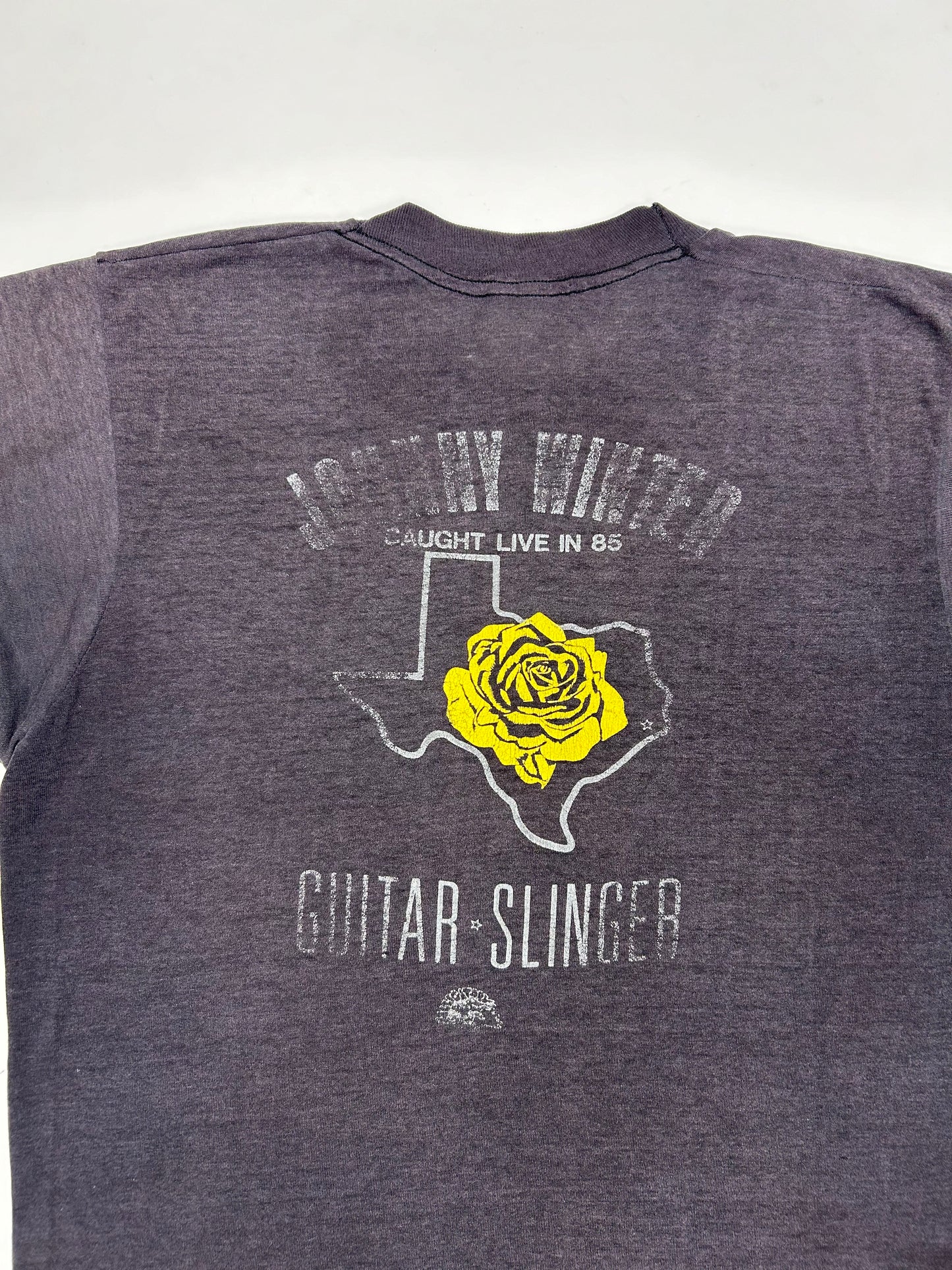 Vintage Johnny Winter Caught Live In ‘85 Guitar Slinger Music Band Tee Very Thin Shirt 18.75x25.5 Inches Small/Medium Fit