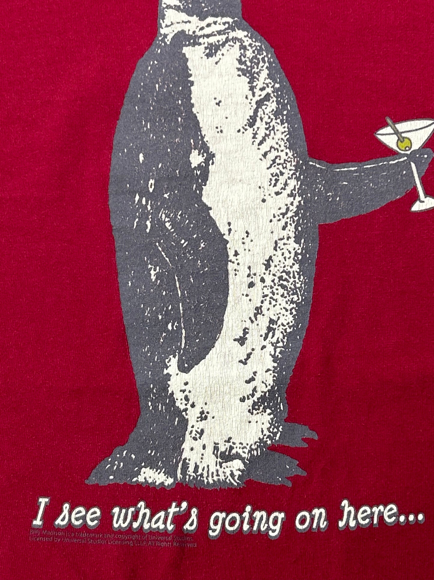 Vintage Adam Sandler Billy Madison Penguin Movie Promo 2000s Shirt Medium 20.5x28 Inches