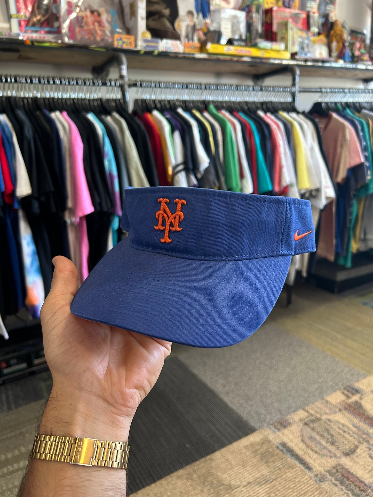 Vintage 00s Nike Team New York Mets MLB Visor Hat Adjustable One Size Fits Most Adult