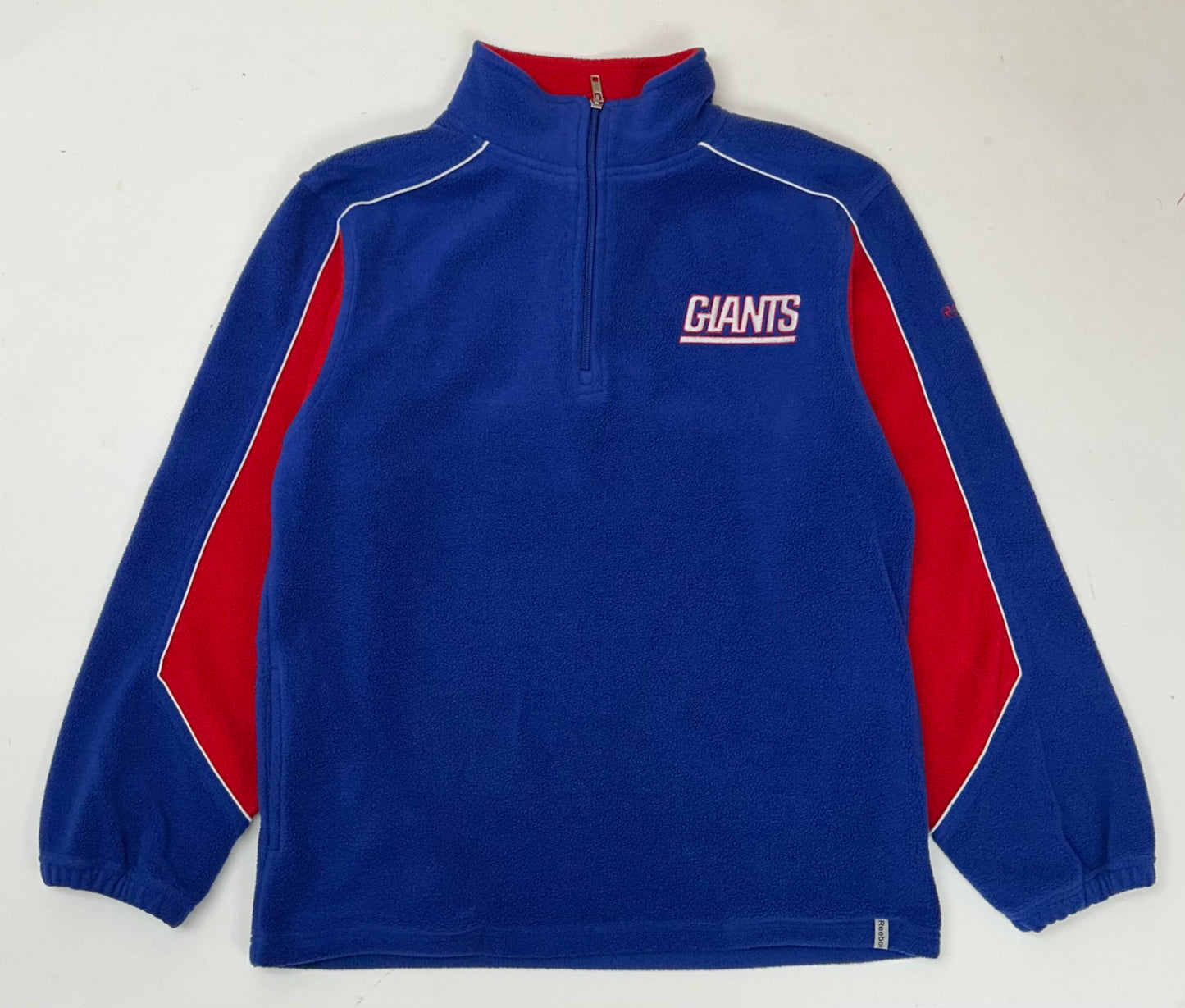 Vintage 00s Reebok Team Apparel New York Giants NFL Fleece 1/4 Zip Smallish Fit 20.5x26.5 Inches