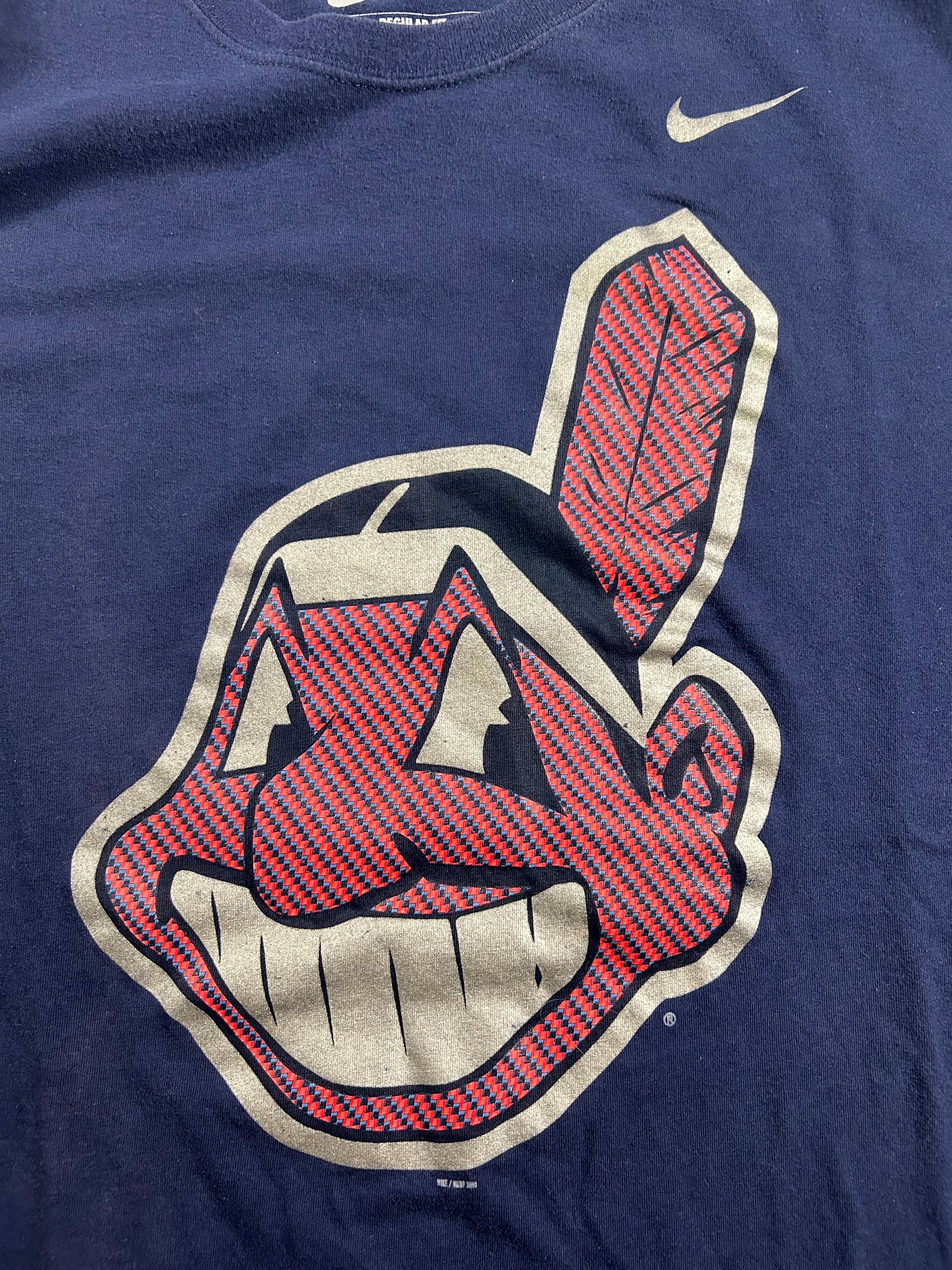Nike Cleveland Indians Chief Wahoo MLB Shirt Navy 2XL/XL Fit 25.5x28.5 Inches