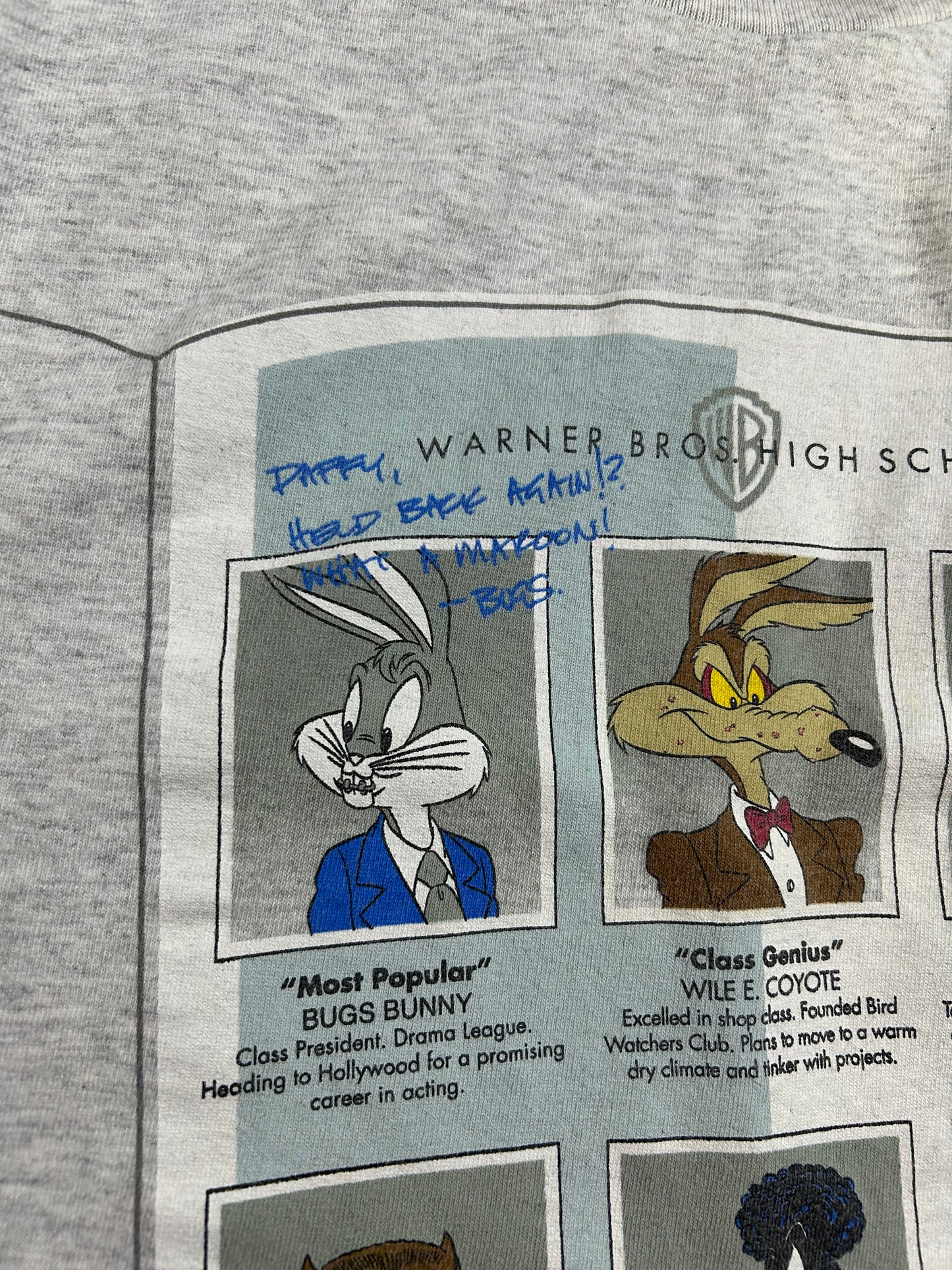 Vintage 1998 Warner Bros. High School Pictures Looney Tunes Tee Large 21.25x29.25 Inches