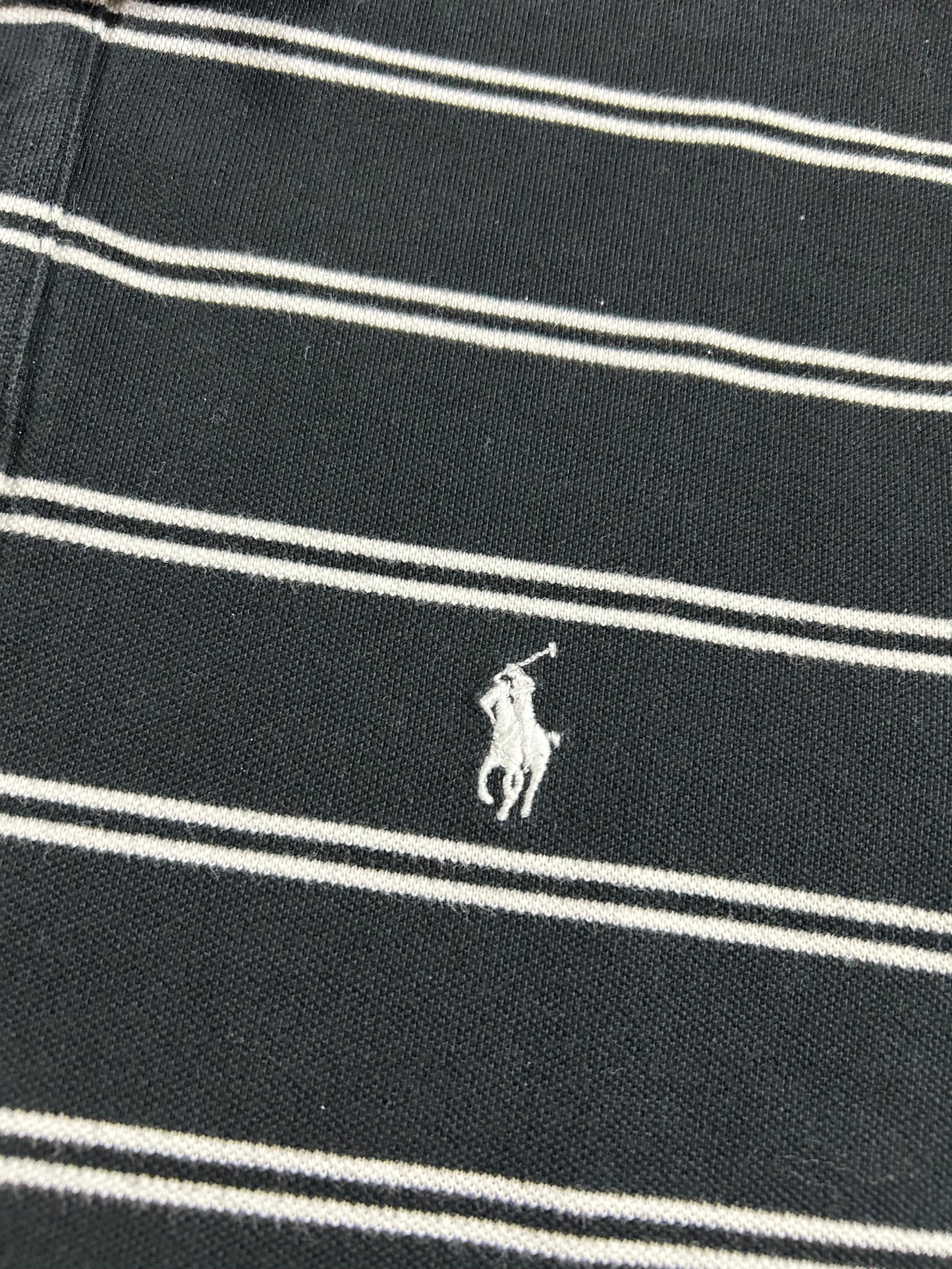 Polo Ralph Lauren Polo Shirt White Pony Logo Black White Striped 23.5x27.5/29.25 Inches
