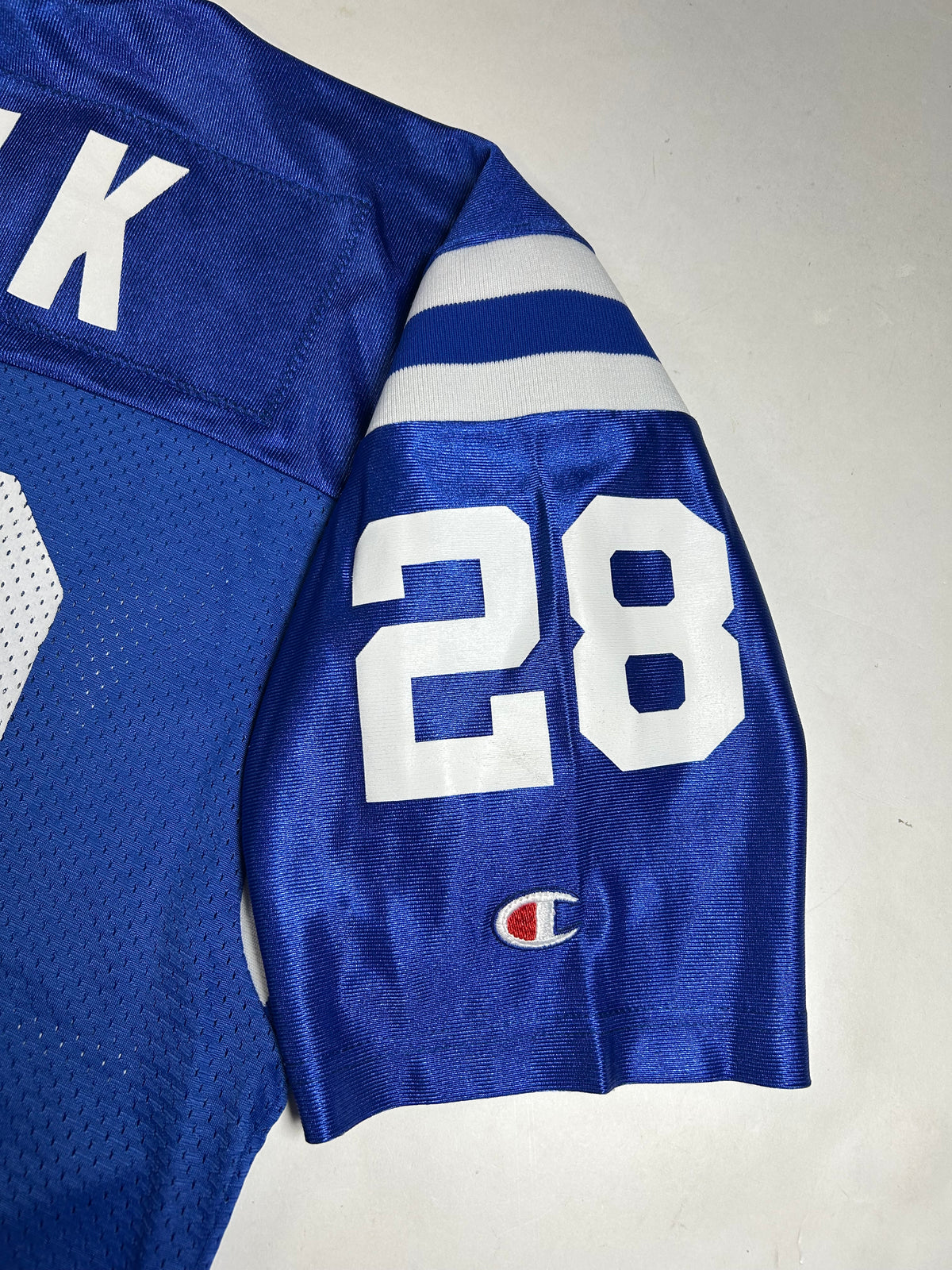Vintage 90s Champion Indianapolis Colts Marshall Faulk #28 NFL Jersey 48 XL 23.75x33.25 Inches USA
