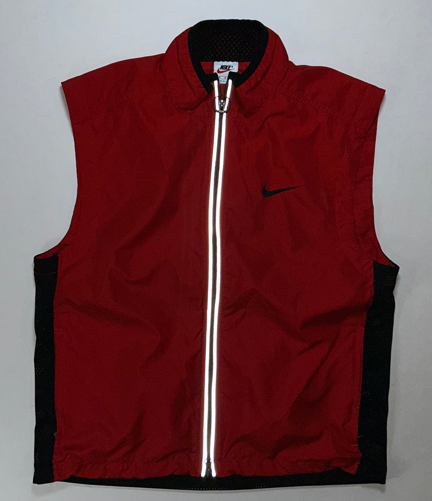 Vintage 90s Nike Zip 3M Windbreaker Vest Medium 22x25.75 Inches Red/Black