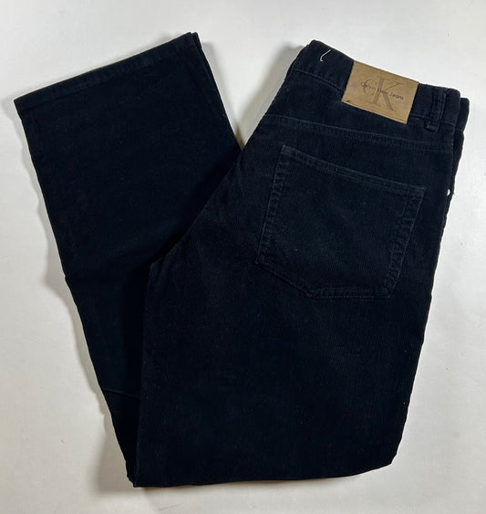 Vintage 2000s Calvin Klein Jeans CK Corduroy Black Pants Tagged 33 Refer To Measurements