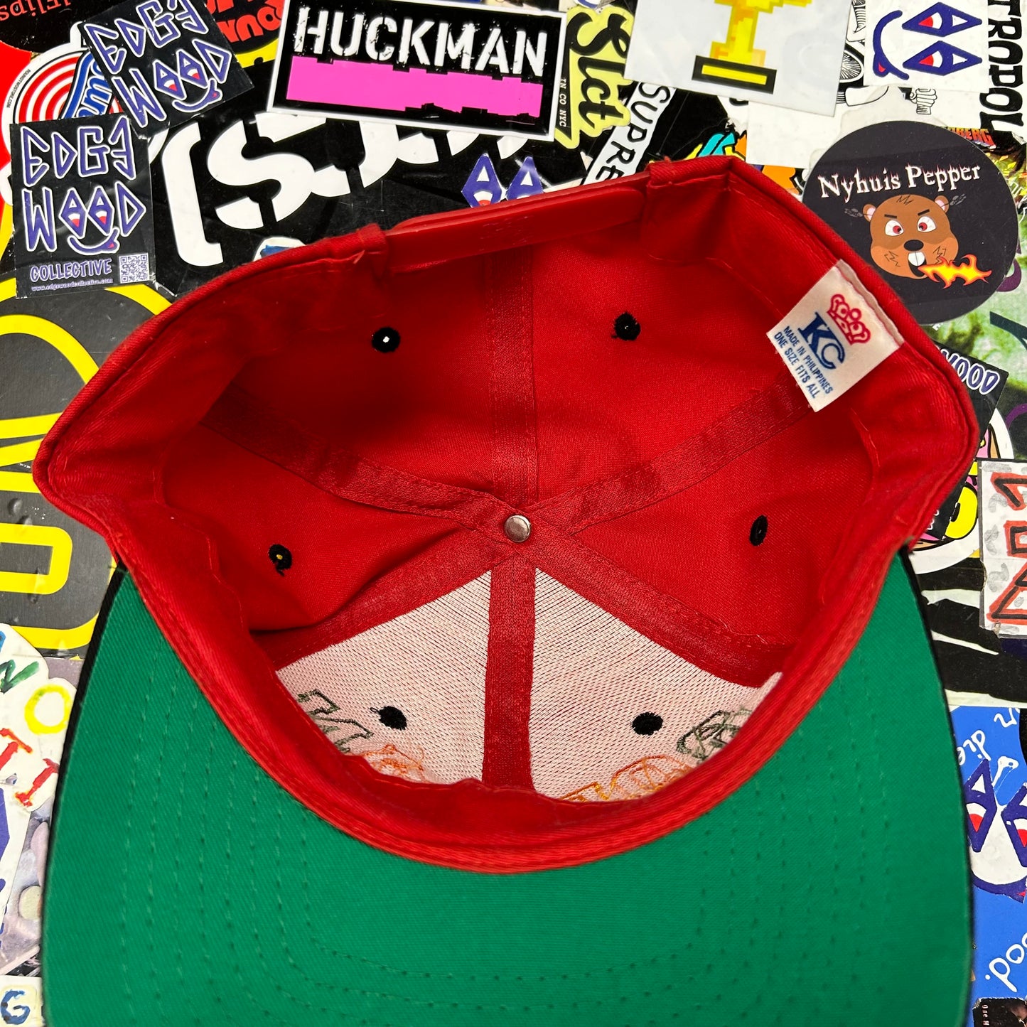 Vintage Dennis Rodman SnapBack Hat Rodman 91 Spell Out KC Caps Red Rare 90s