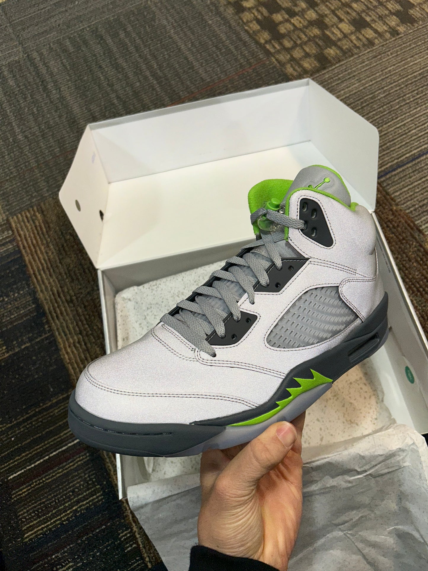 2022 Nike Air Jordan 5 Retro Green Bean 3M Size 13 DS Brand New