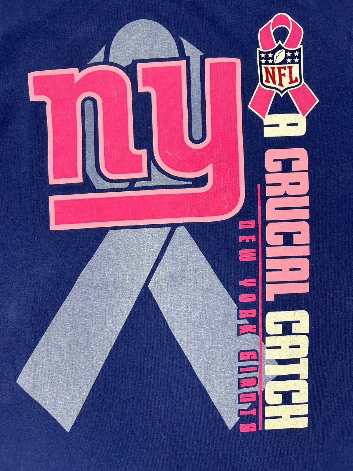 New York Giants NFL Crucial Catch Breast Cancer Reebok T-Shirt XL 23x30 Inches