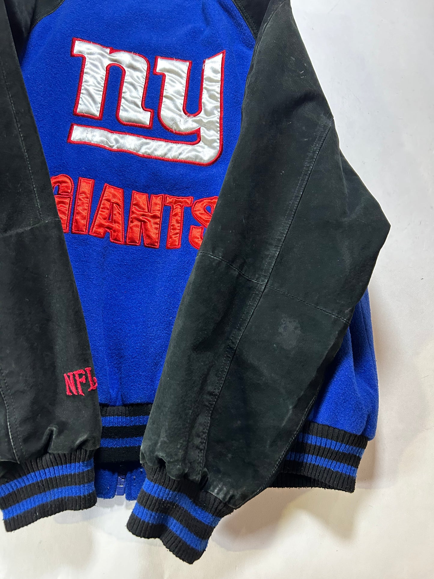 Vintage 00s NFL New York Giants Zip Varsity Jacket Style Jacket Large 27.25x28.75 Inches Has Wear As Is
