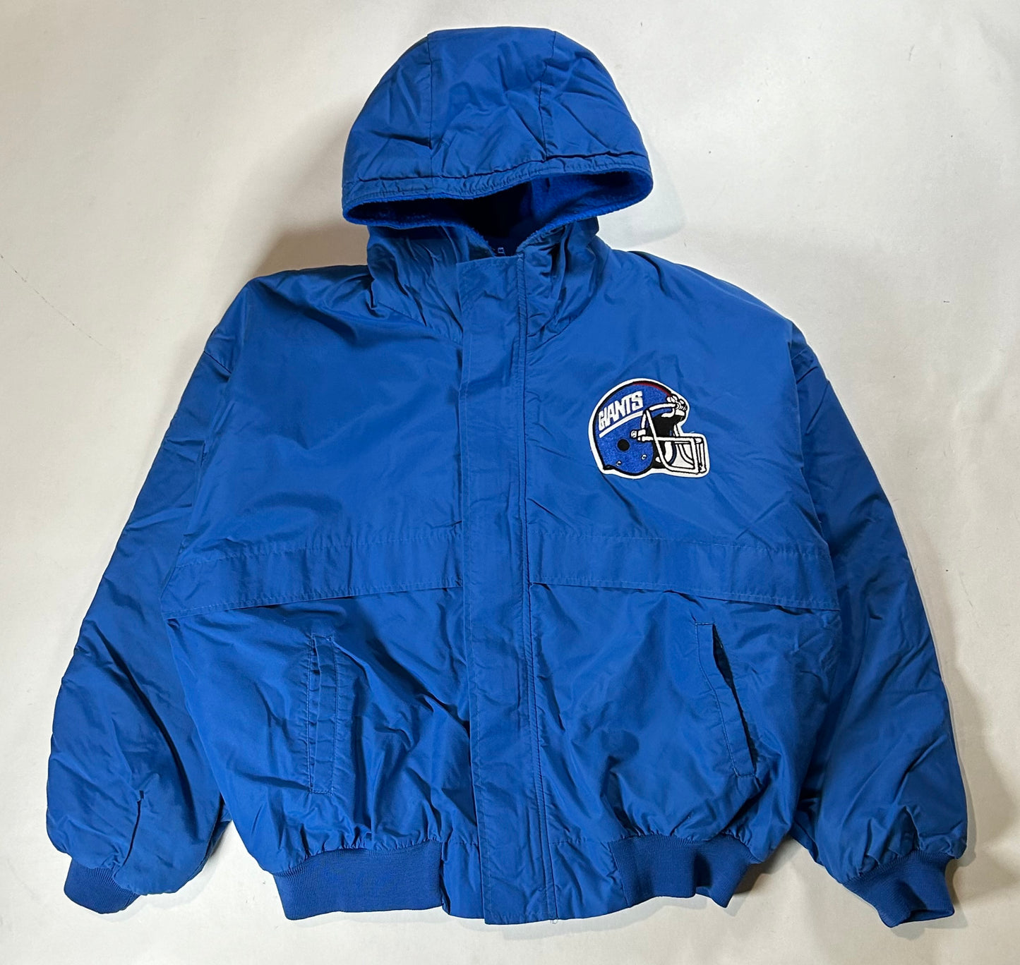 Vintage Chalk-Line New York Giants NFL Chest Logo Zip Puffer Jacket 27.5x27.25 Inches Large Fit