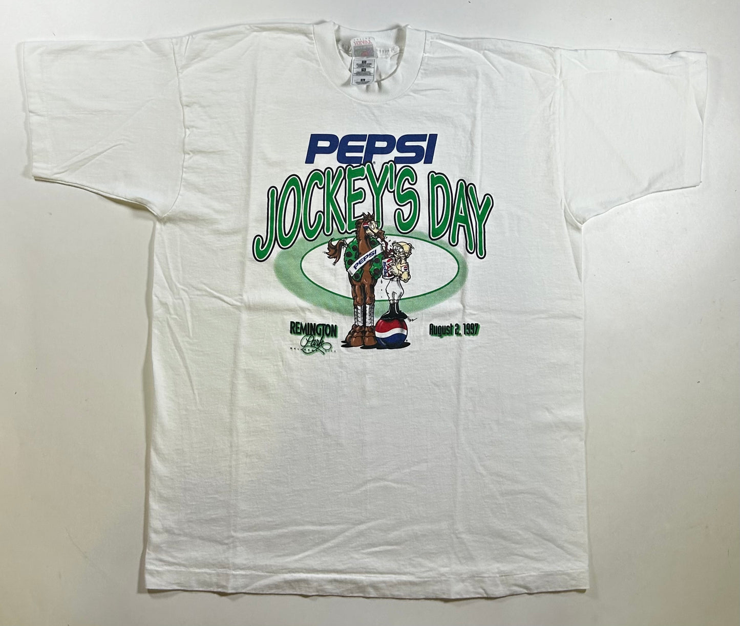 Vintage August 2, 1997 Pepsi Jockey’s Day Remington Park Oklahoma City Tee XL 23x30 Inches