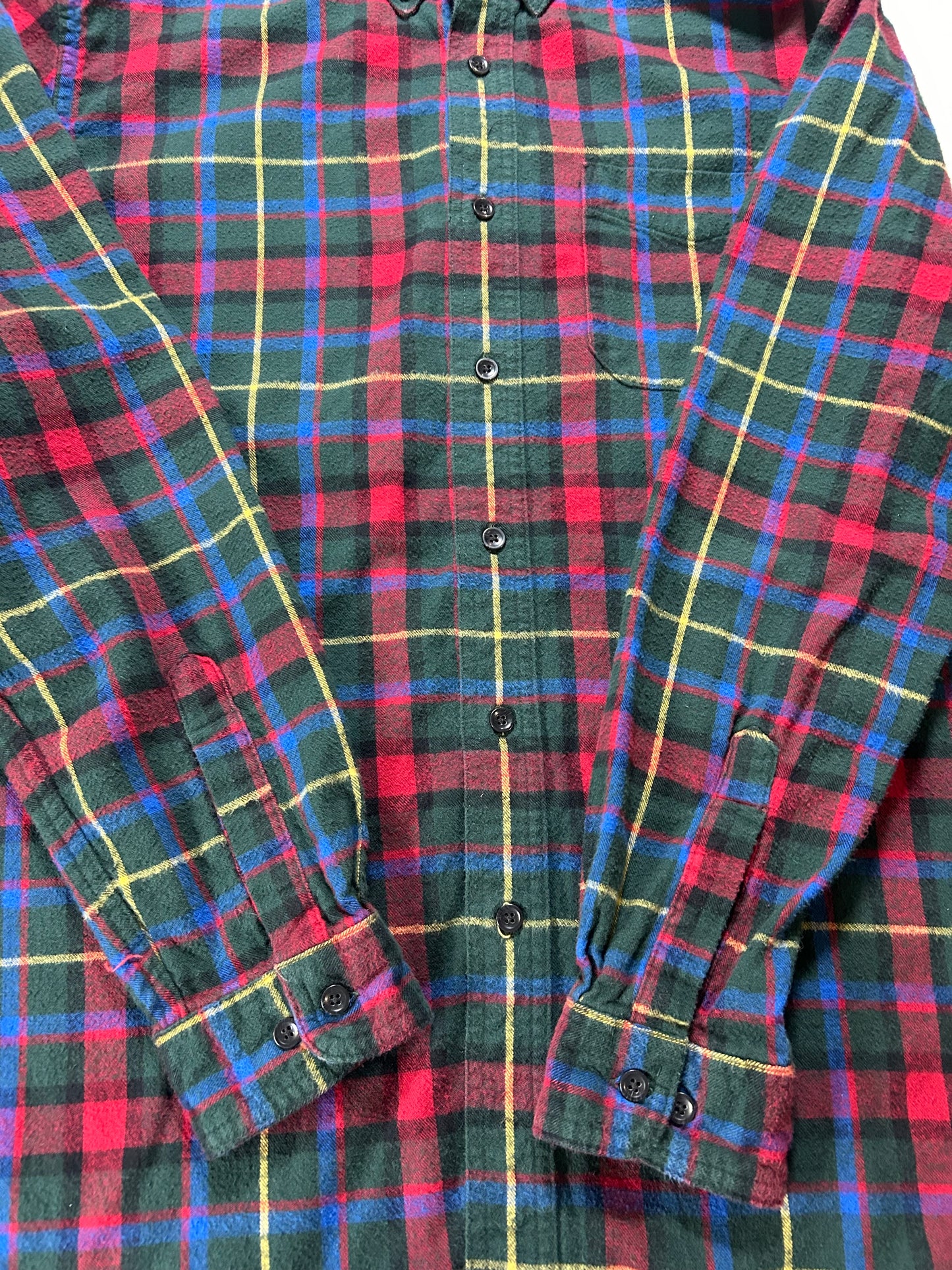 LL Bean Plaid Flannel Multicolor Slightly Fitted Made in El Salvador Large 25x31.5 Inches