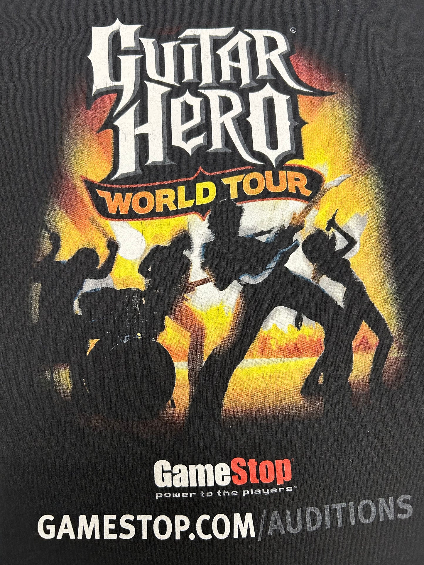 Vintage GameStop Guitar Hero World Tour Tee Large 21.25x29 Inches