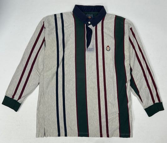 Vintage Chaps Ralph Lauren Rugby Shirt Mens XL Striped Green Red Polo 90s Skate