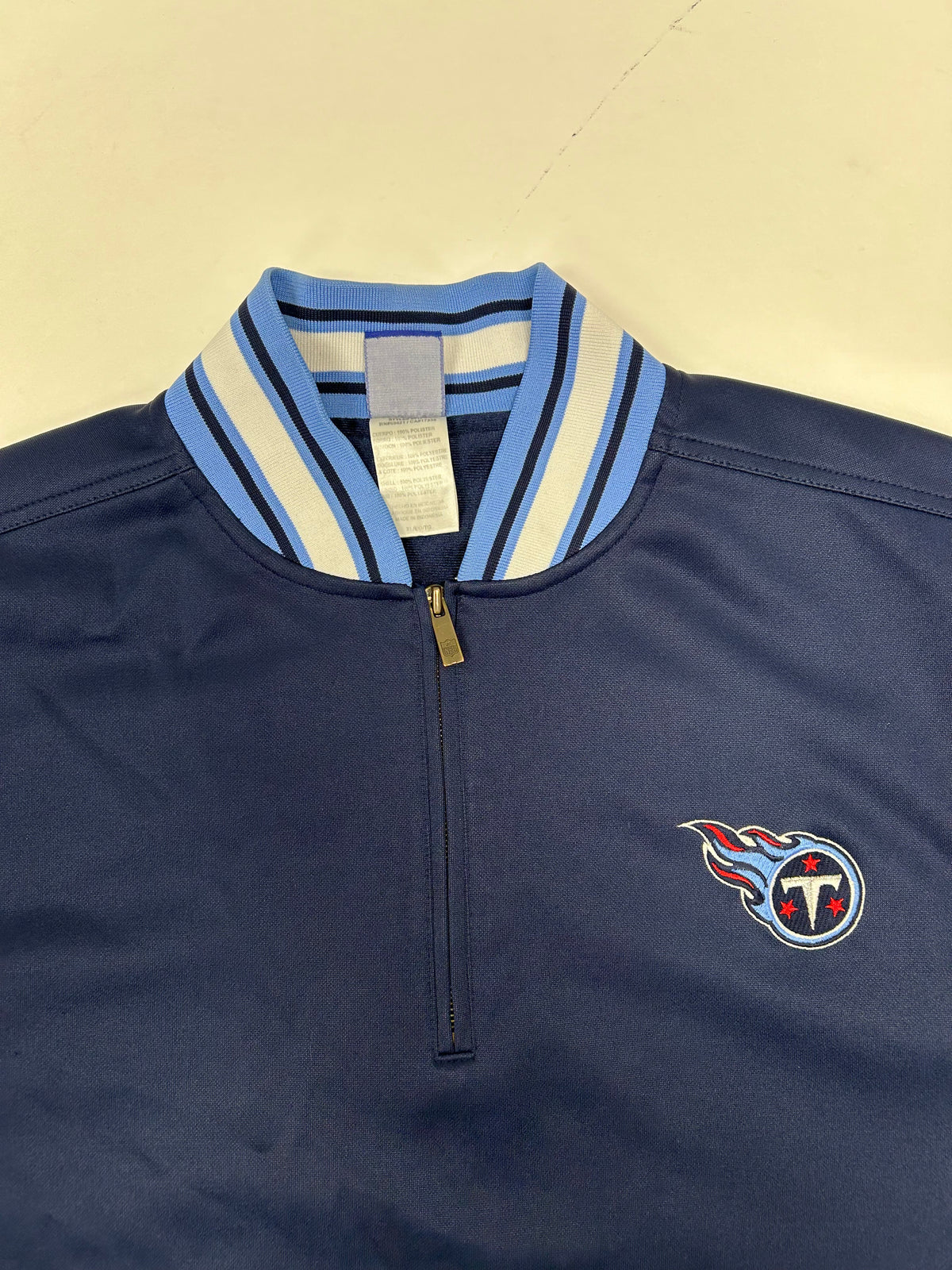 Tennessee Titans Jacket Reebok NFL Team Apparel 1/4 Zip Pullover XL Fits Like 2XL 28.5x30.25 Inches