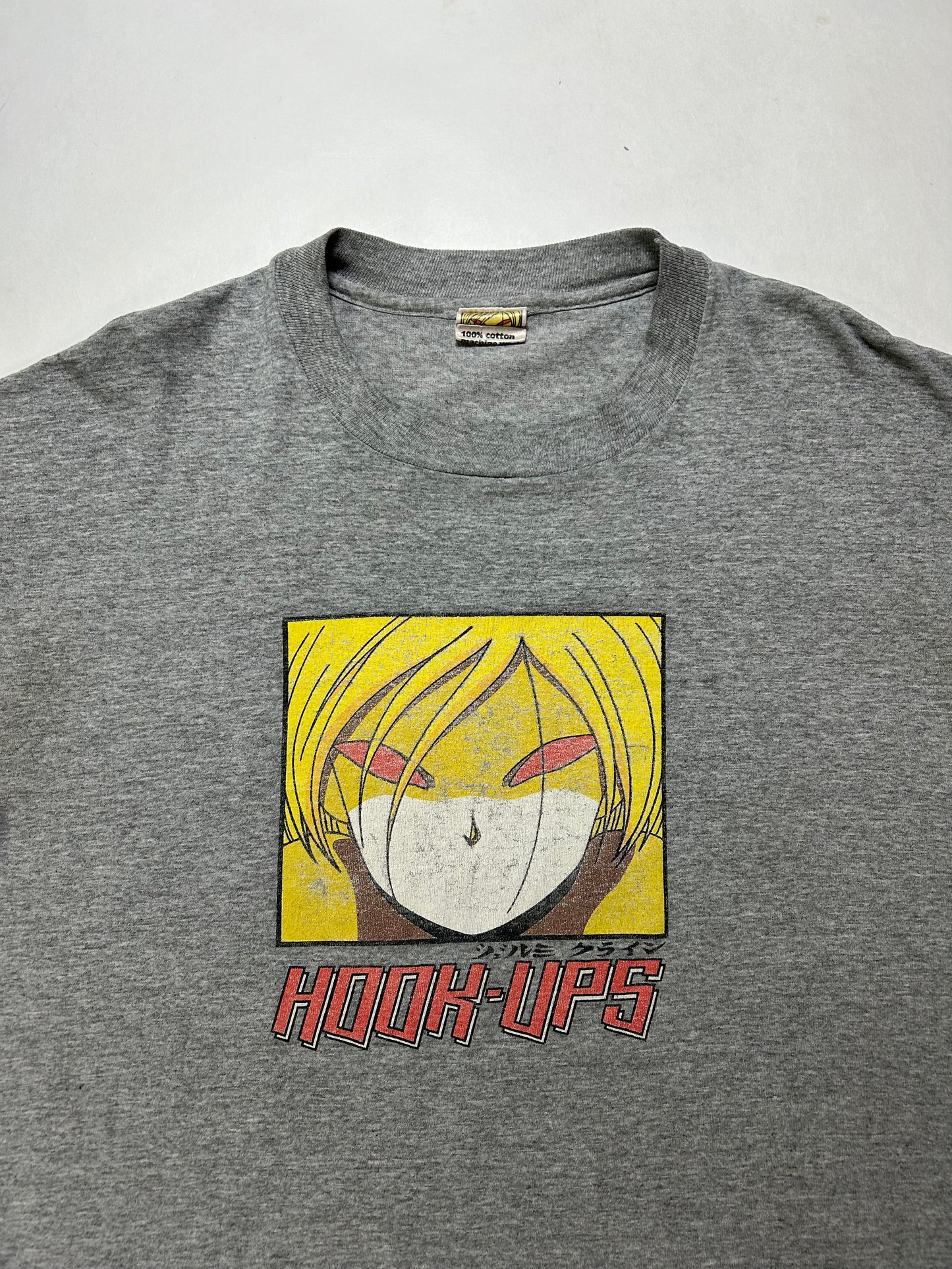 Vintage Hook-Ups Red Eyes Graphic Skate Tee Jeremy Klein Anime Big Gold Iczer-1 Perfectly Worn In & Faded XL 23x29 Inches