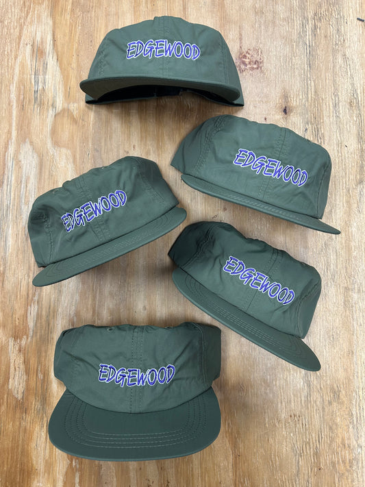 Edgewood NJ Team Spell Out Logo 6 Panel Nylon Adjustable Clip Hat Olive Drab