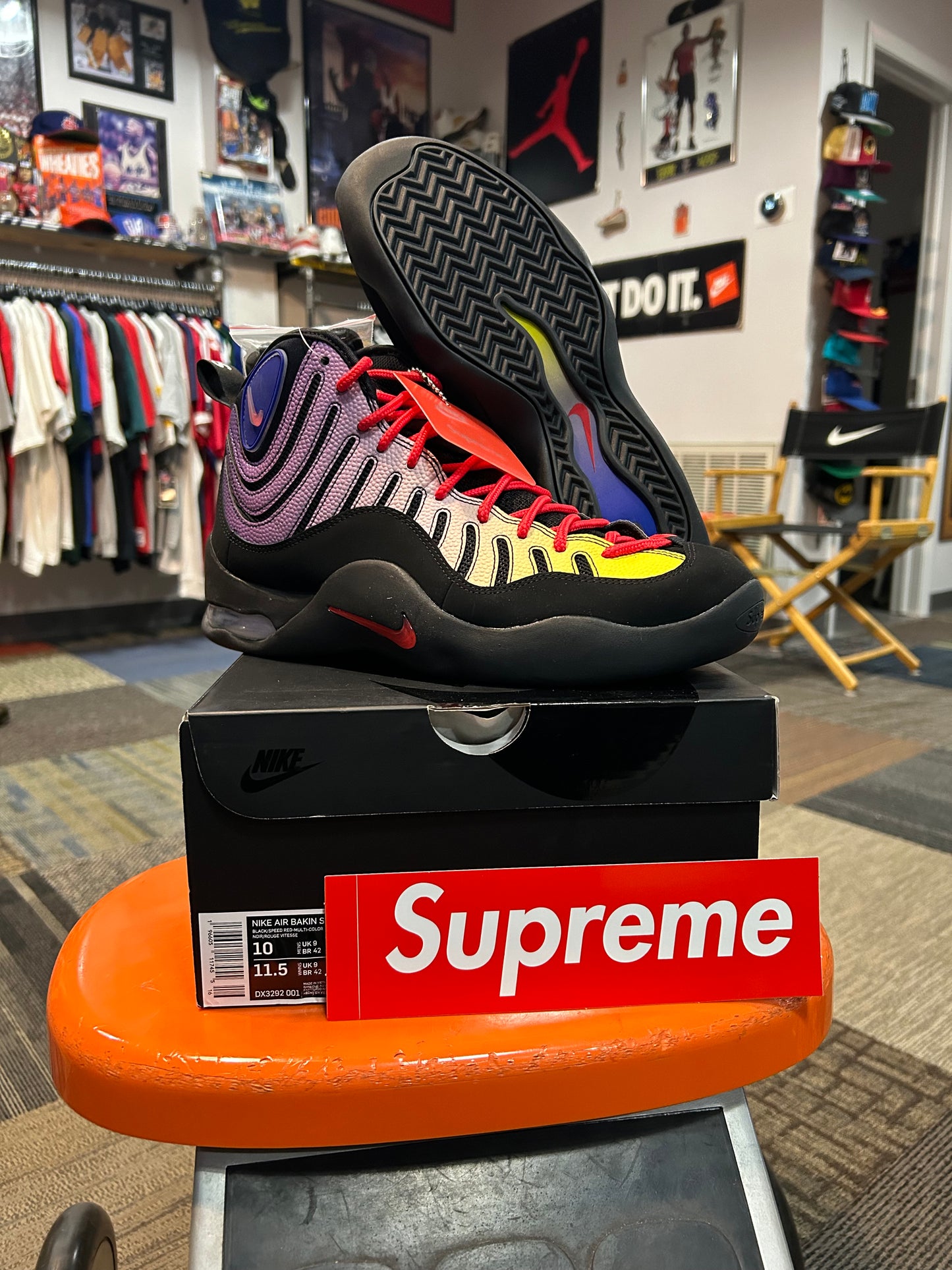 Nike Air Bakin x Supreme New York Black Gradient Sneaker Brand New DS Size 10