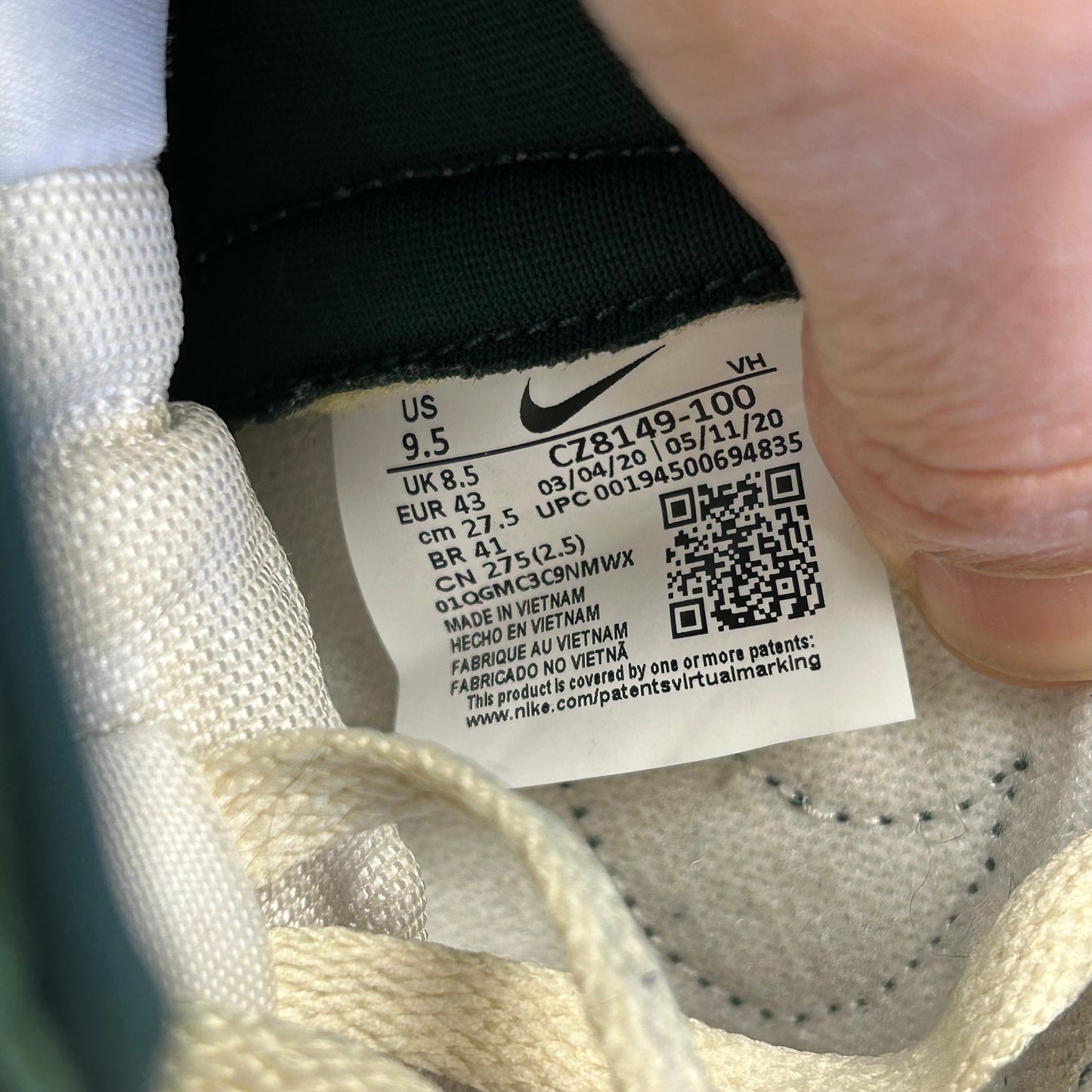 2020 Nike Dunk High SP Spartan Green CZ8149100 Men's Size 9.5 USED NO BOX CLEAN AS IS