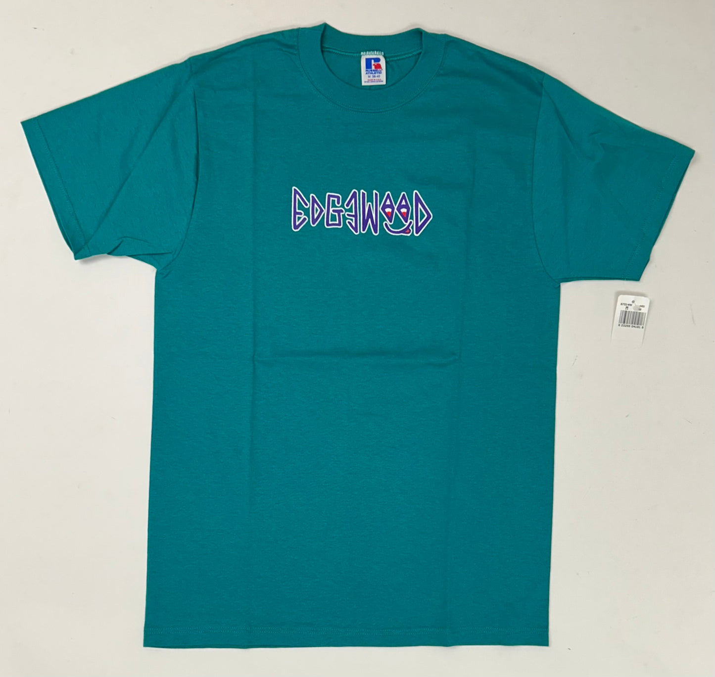 Edgewood NJ first edition “Deeper Than The Roots.” Tee Medium 90s Russell Athletic USA 100% Cotton Aqua Blue