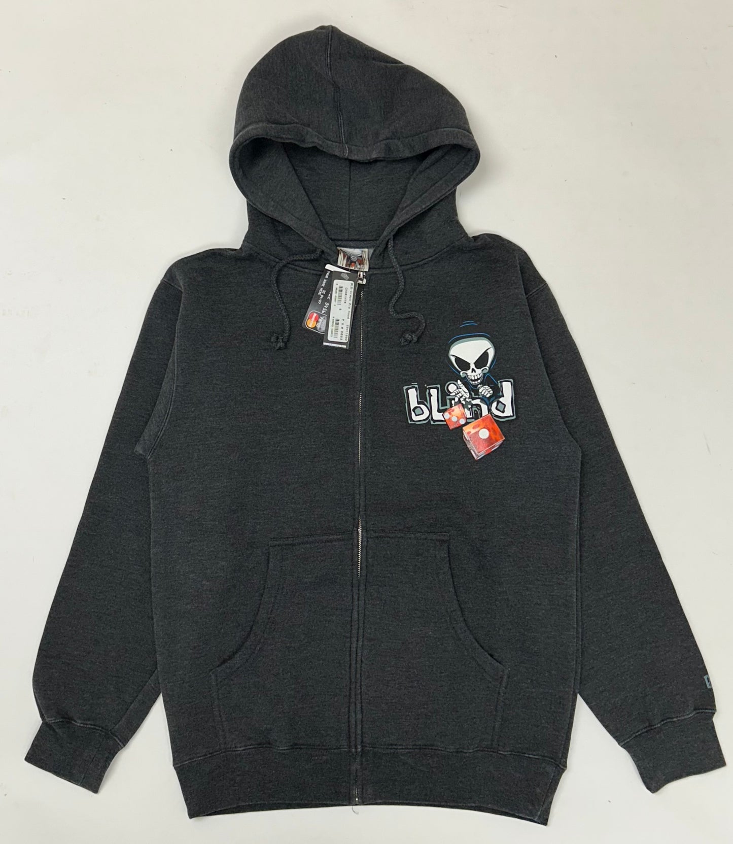 Vintage 00s Blind Skateboards Reaper Dice Logo Full Zip Skate Hooded Sweatshirt Brand New With Tag Small 21x28 Inches 2000s Y2K