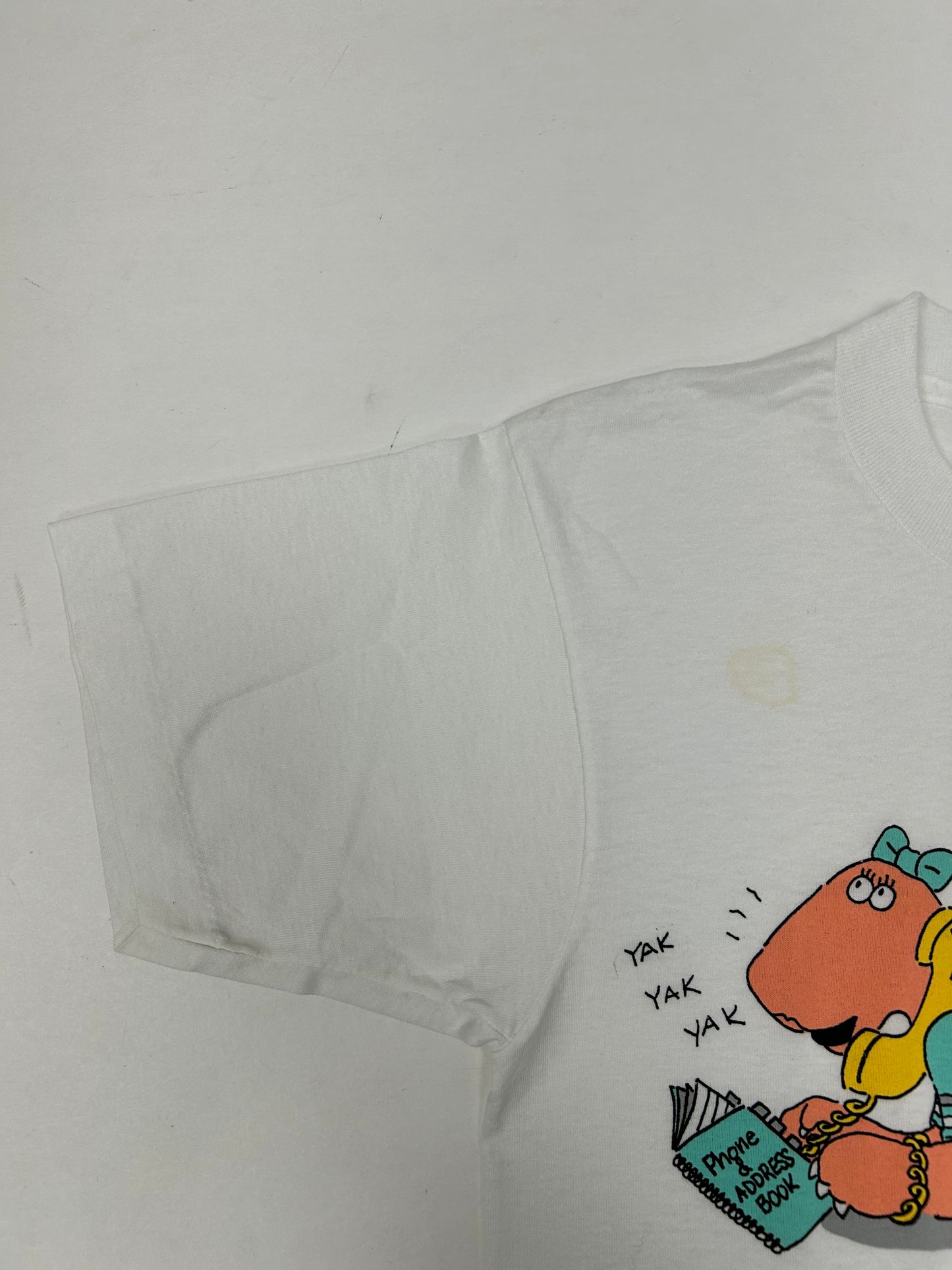 Vintage 1987 Talking Tops Saurus Phonasaurus Saurus Gang Tee Small Fit 18.25x26.75 Inches As Is