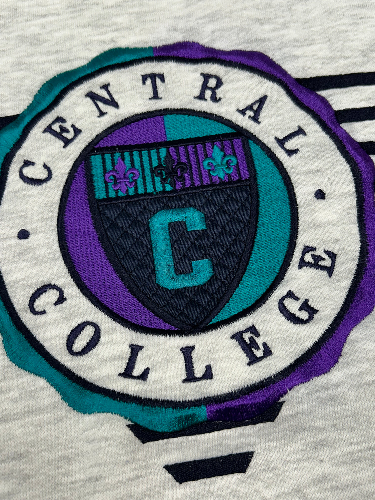 Vintage Central College Crewneck Sweatshirt Gear For Sports Tagged Medium 24.75x27 Inches