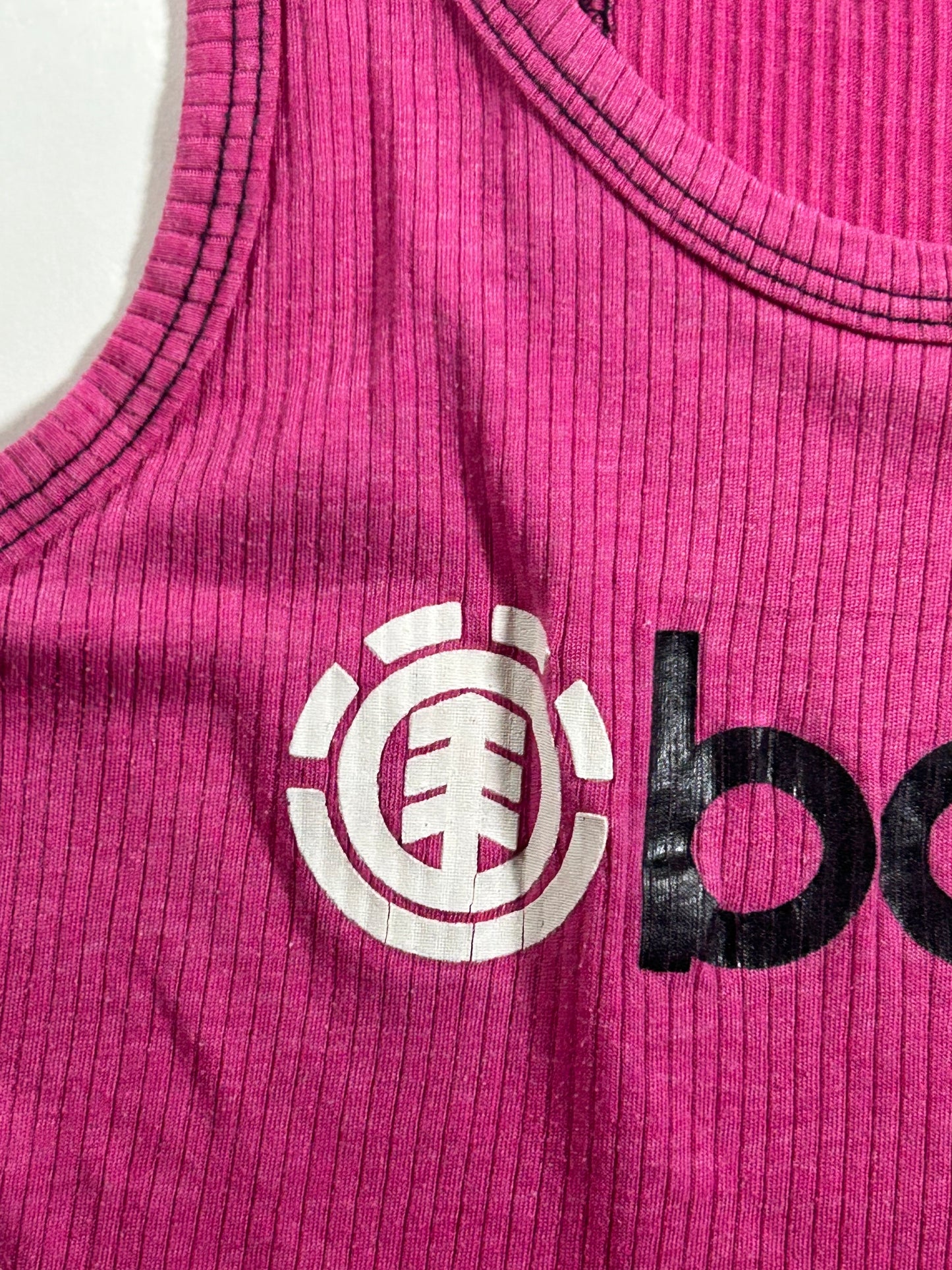 Vintage Bam Margera Element Skateboards Racerback Tank Top Hot Pink 11.5x20.5 Inches