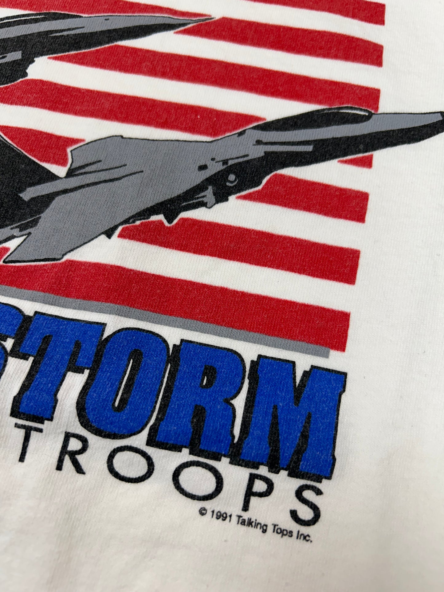 Vintage 1991 Operation Desert Storm Support The Troops Tee Large White