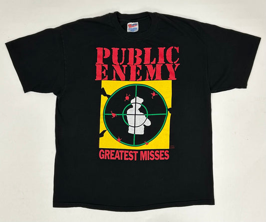Vintage 1992 Public Enemy Greatest Misses Hazy Shade Of Criminal Rap Music Tee XL 23.25x29 Inches