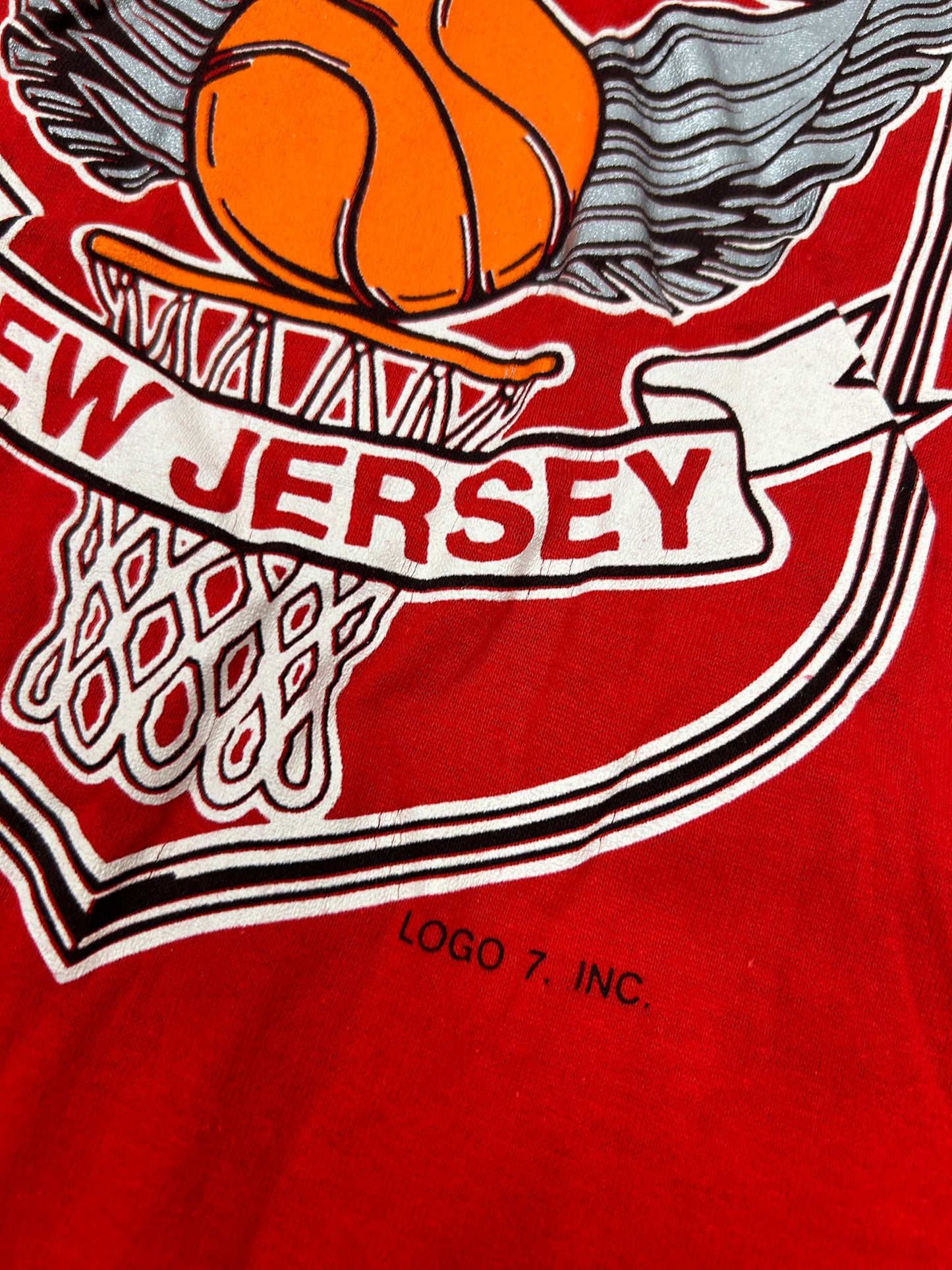 Vintage New Jersey Nets NBA T-shirt Logo 7 80s Dead Stock Brand New With Tag L/M Fit 21.5x30.75 Inches
