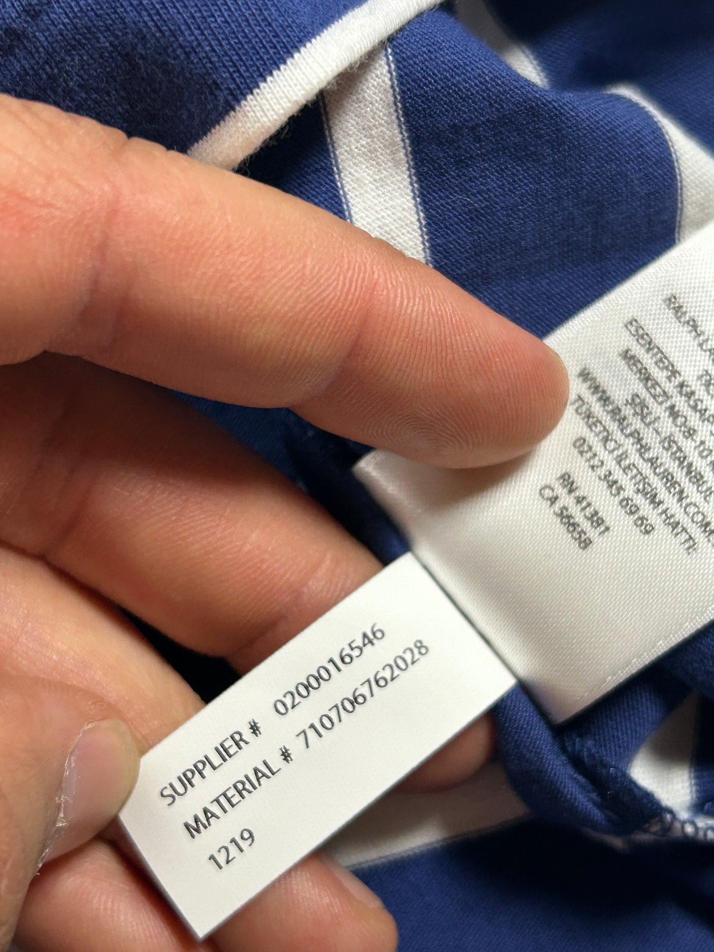Polo Ralph Lauren T-shirt Custom Slim Blue White Pony Striped Short Sleeve Medium 19.75x27 Inches