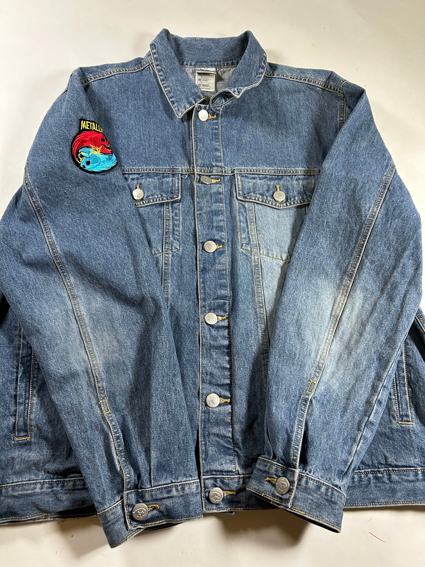 Vintage Disney Studio Jack Skellington Nightmare Before Christmas Denim Jacket 2XL 27.75x29.5 Inches