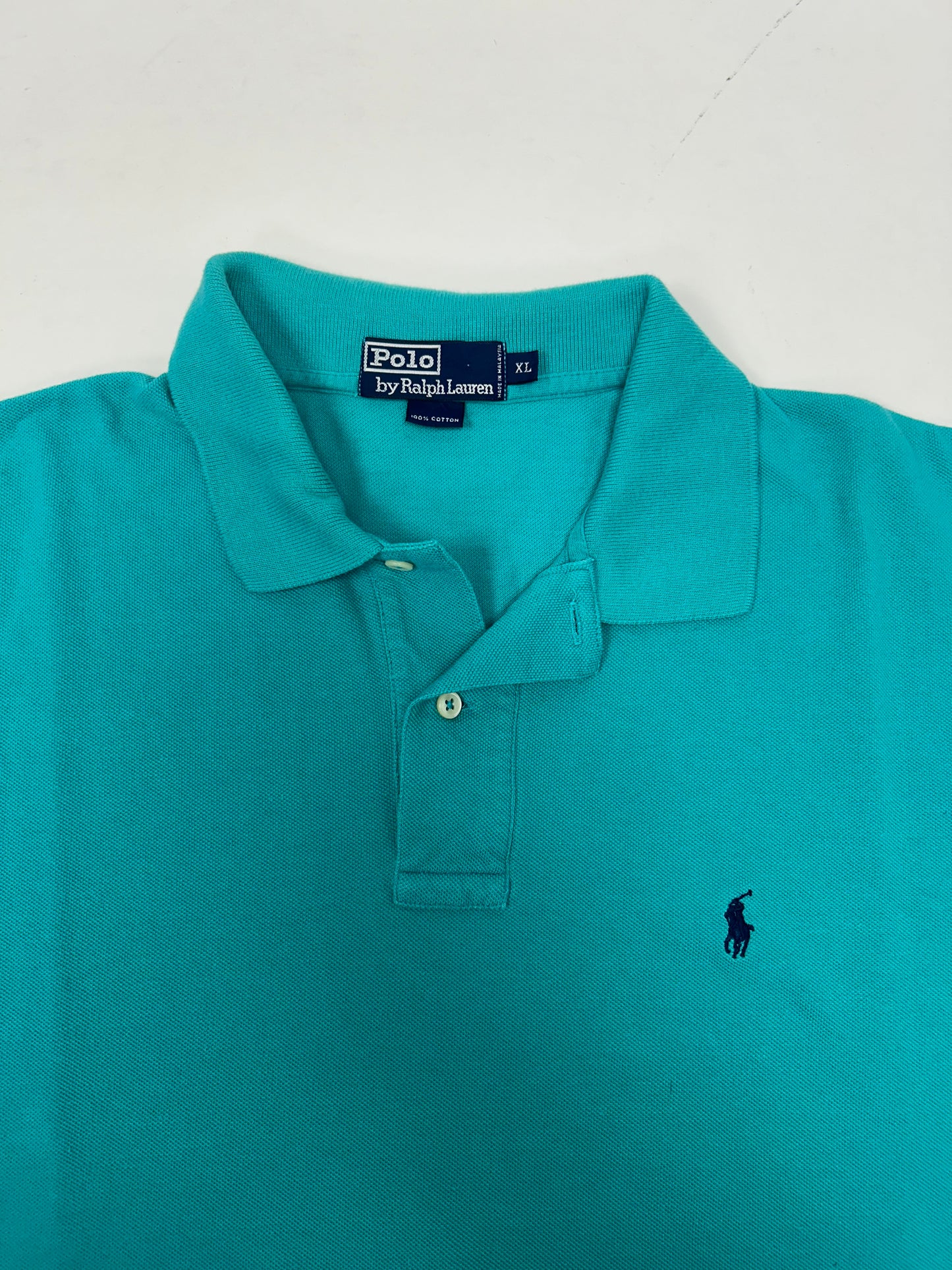 VINTAGE Polo Ralph Lauren Mens Teal Polo Shirt Extra Large