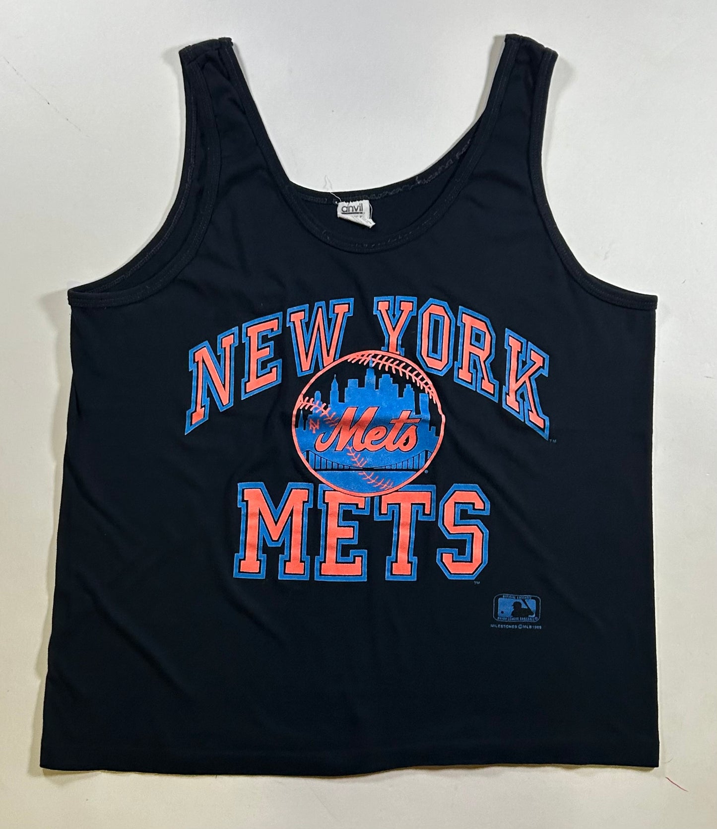 Vintage New York Mets MLB Tank Top Made USA MLB Milestones 1989 Boxy 20.5x25.5 Inches