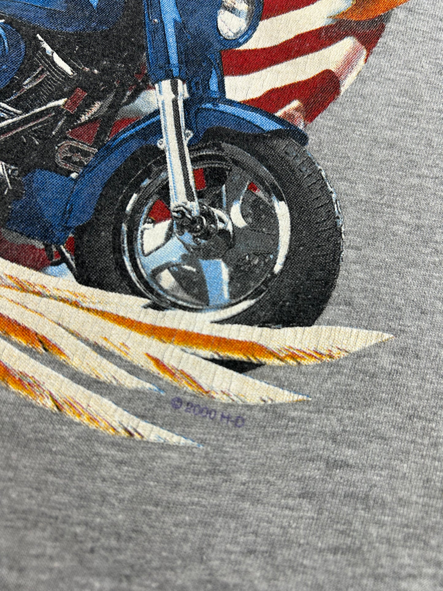 Vintage 2000s Harley Davidson Motorcycles Kosco Kinnelon, NJ American Eagle Tee Large 21.5x29 Inches V-Neck Cut As Is Has Mark