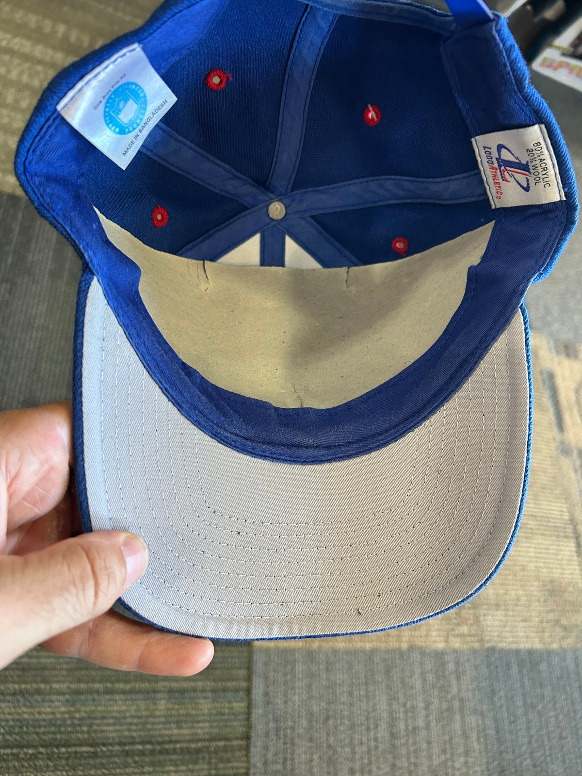 Vintage Logo Athletic New England Patriots Plain Logo NFL SnapBack Hat Has Some Wear On Snaps As Is Still Wearable