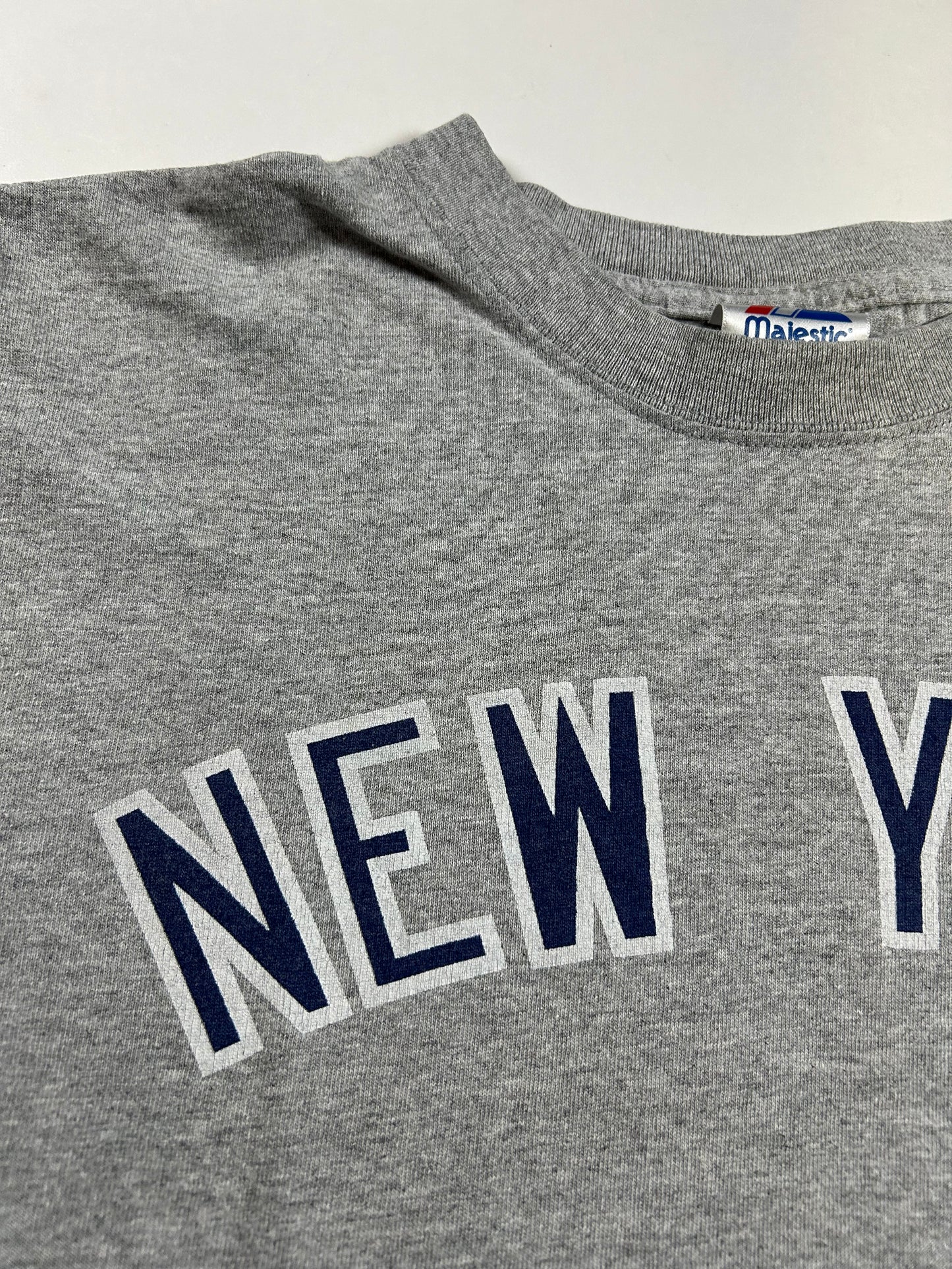 Vintage Majestic New York Yankees Johnny Damon MLB Player Tee Small Gray Worn In