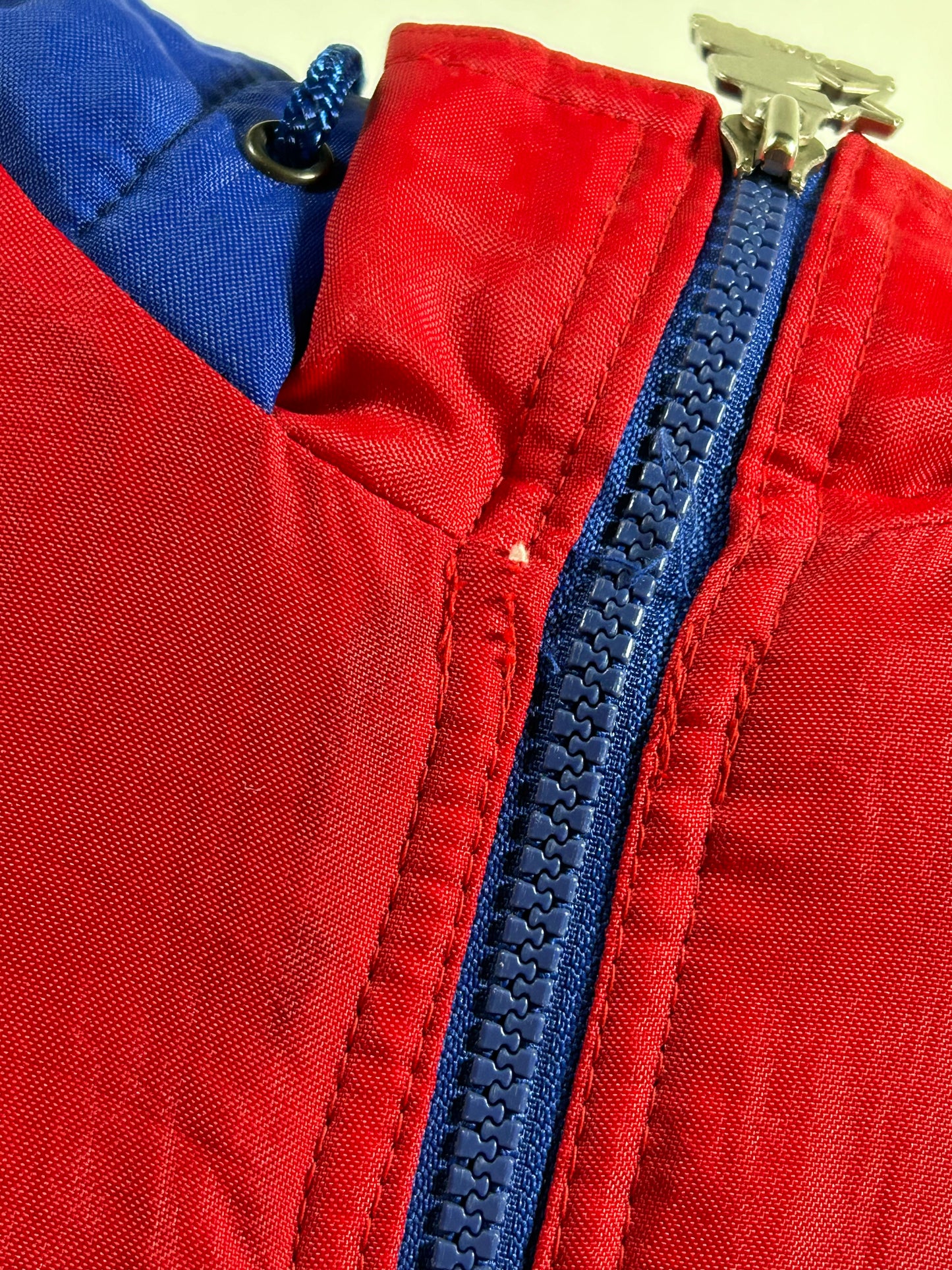 Vintage 90s Starter New York Rangers NHL Pullover Puffer Jacket Half Zip Hooded Jacket XL 29x30.25 Inches